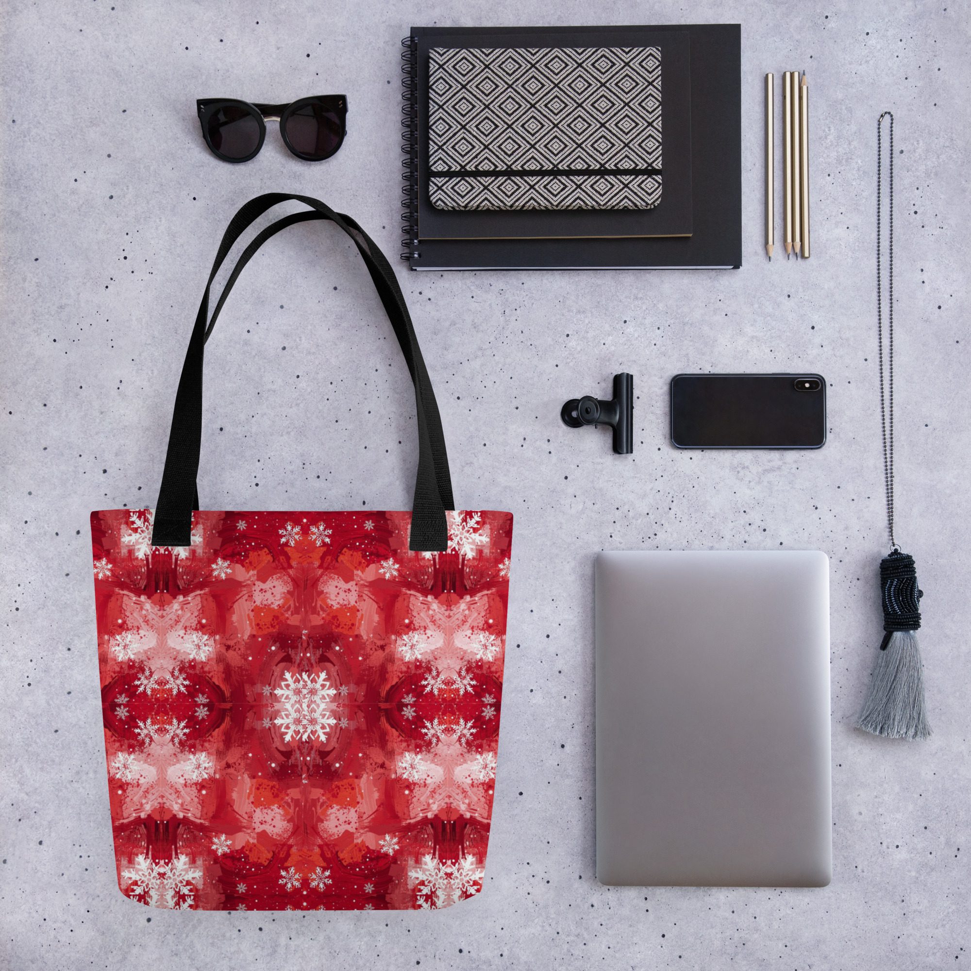 Crimson Snowfall — Holiday Tote Bag - Image 3