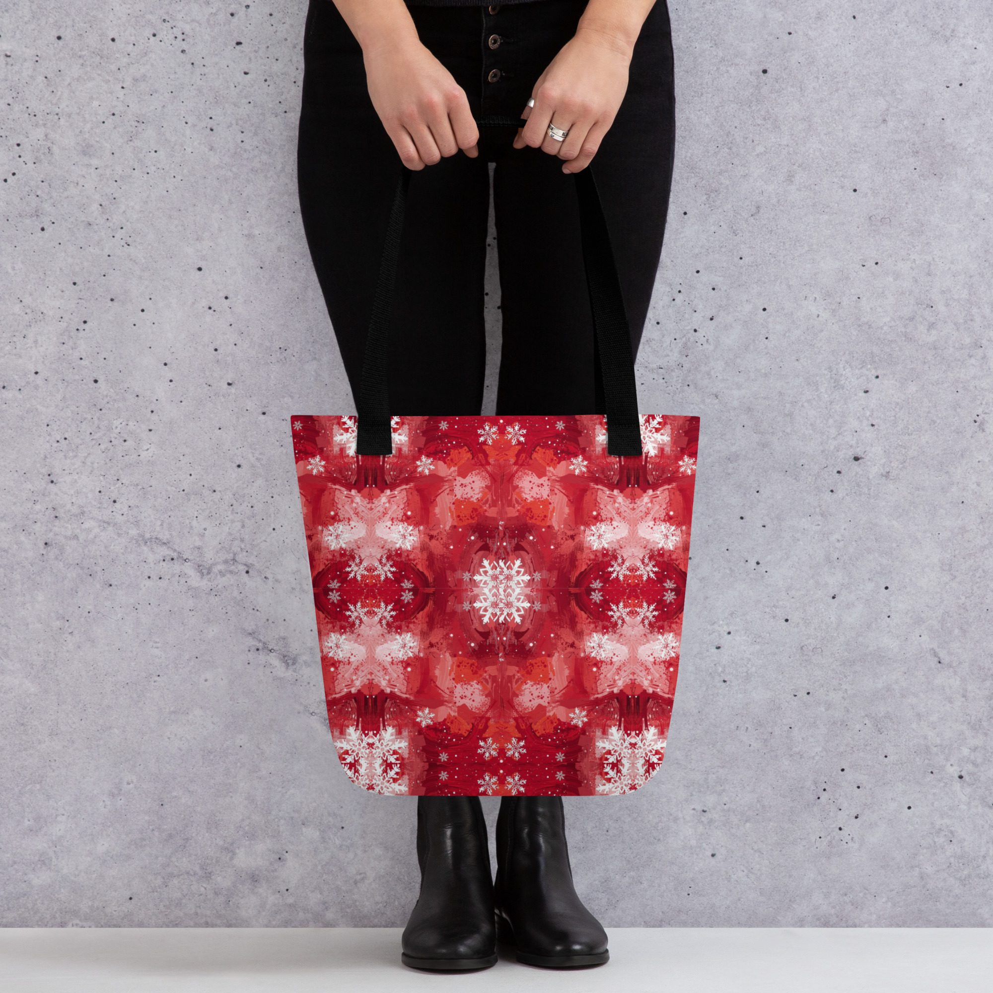 Crimson Snowfall — Holiday Tote Bag - Image 4