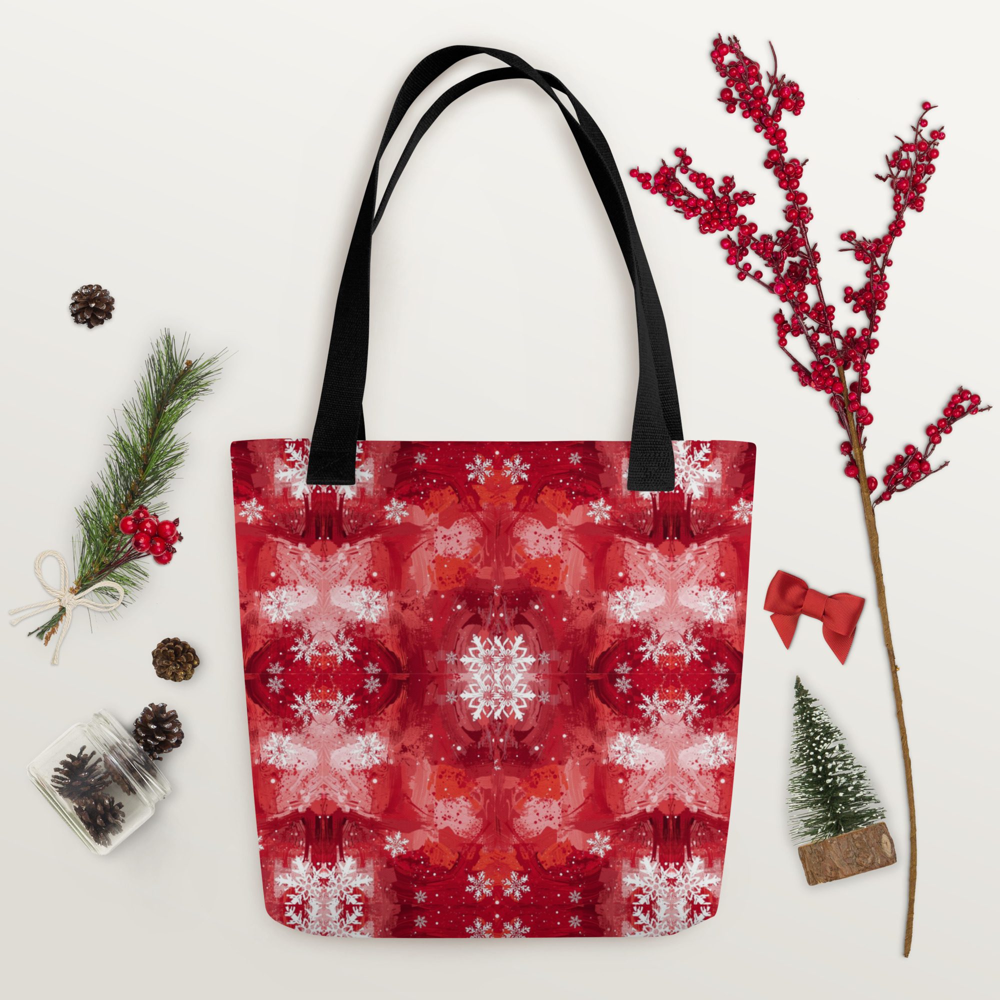 Crimson Snowfall — Holiday Tote Bag - Image 5