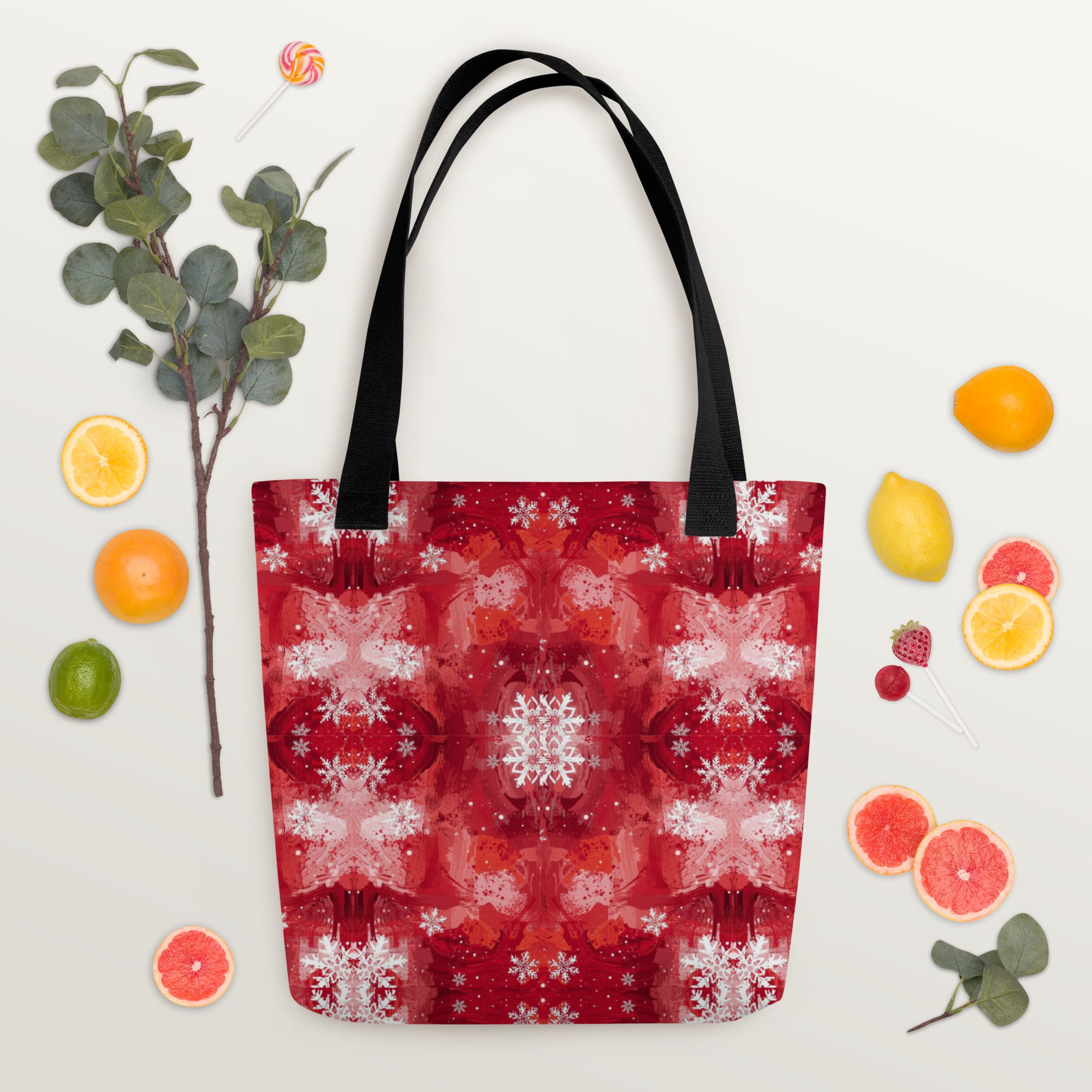 Crimson Snowfall — Holiday Tote Bag - Image 6
