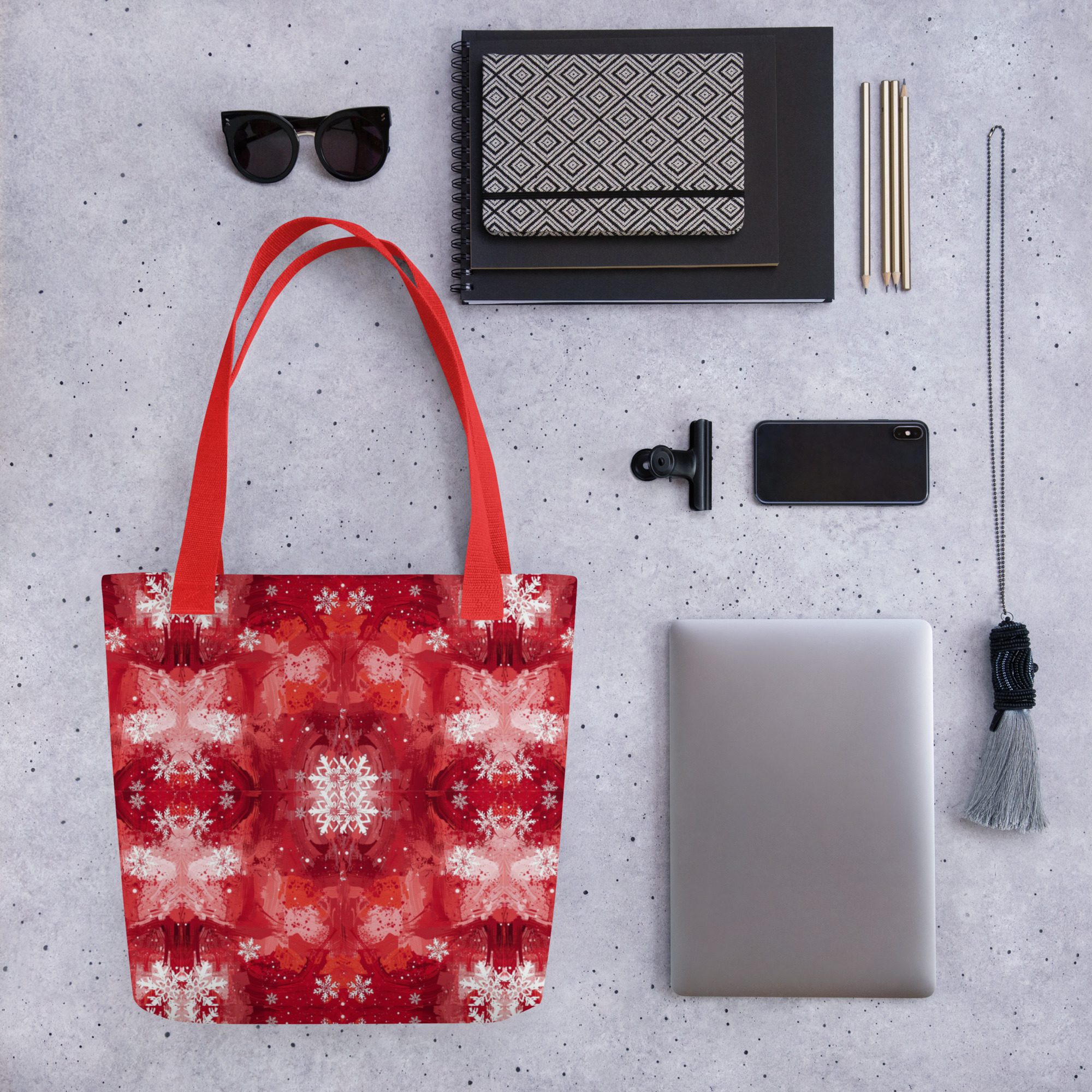 Crimson Snowfall — Holiday Tote Bag - Image 8