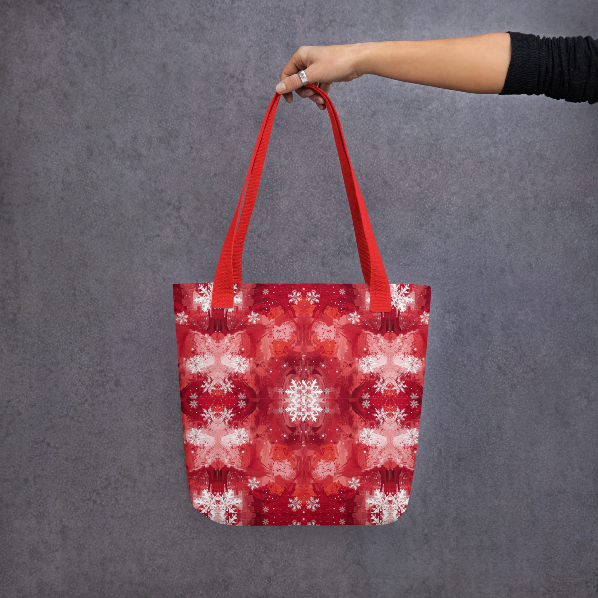 Crimson Snowfall — Holiday Tote Bag - Image 9