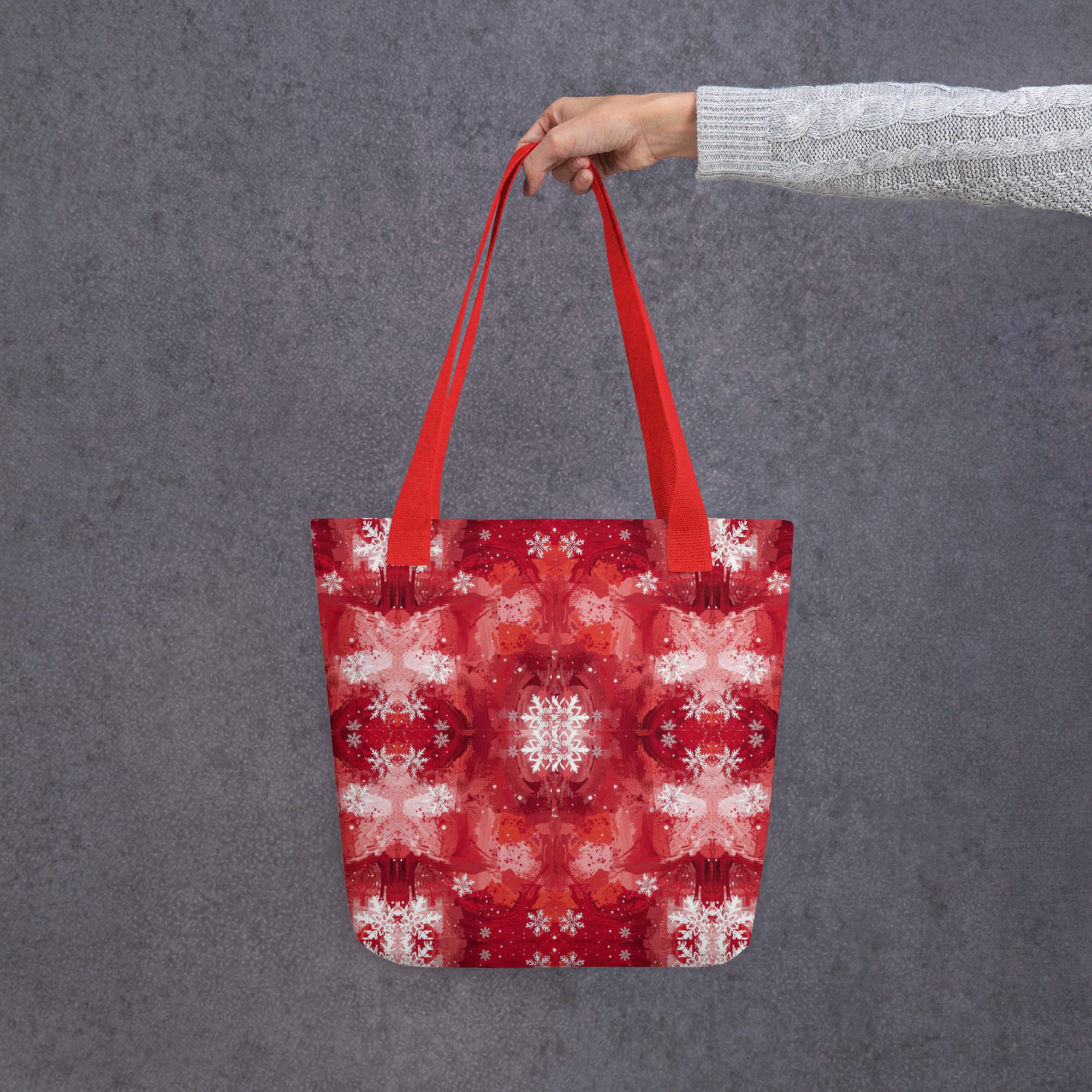 Crimson Snowfall — Holiday Tote Bag - Image 10