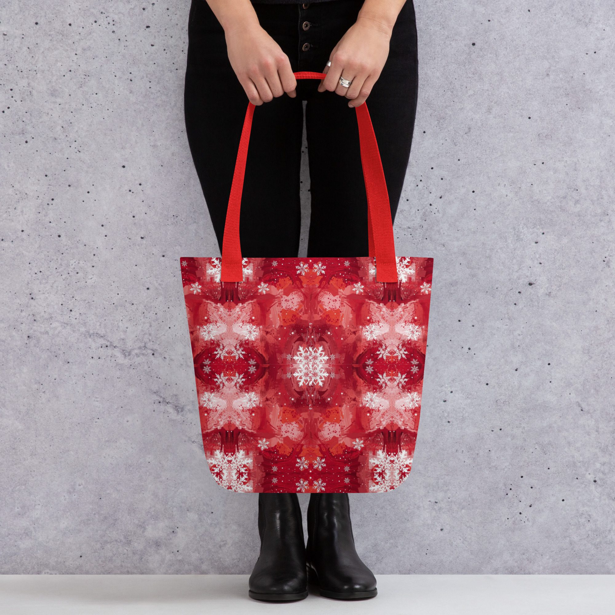Crimson Snowfall — Holiday Tote Bag - Image 11