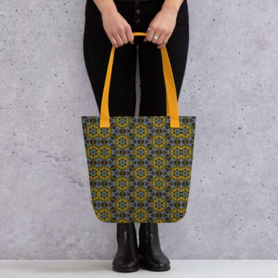 Golden Lattice Glow – Artistic Tote Bag