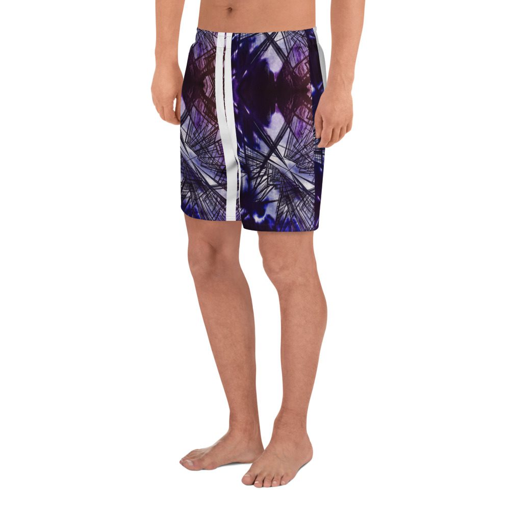 Fractured Skyline: Geometry in Motion — Abstract Urban Unisex Shorts - Image 3