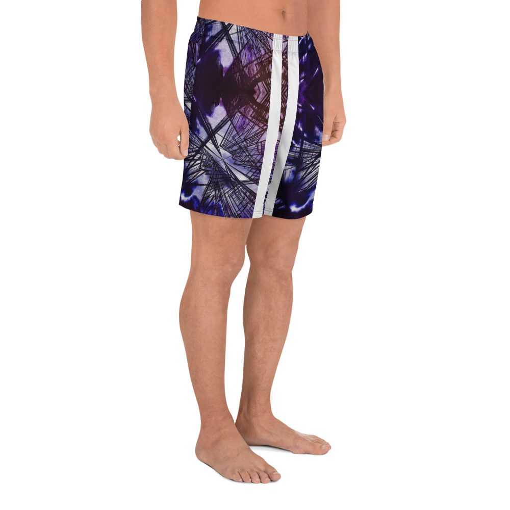 Fractured Skyline: Geometry in Motion — Abstract Urban Unisex Shorts - Image 2