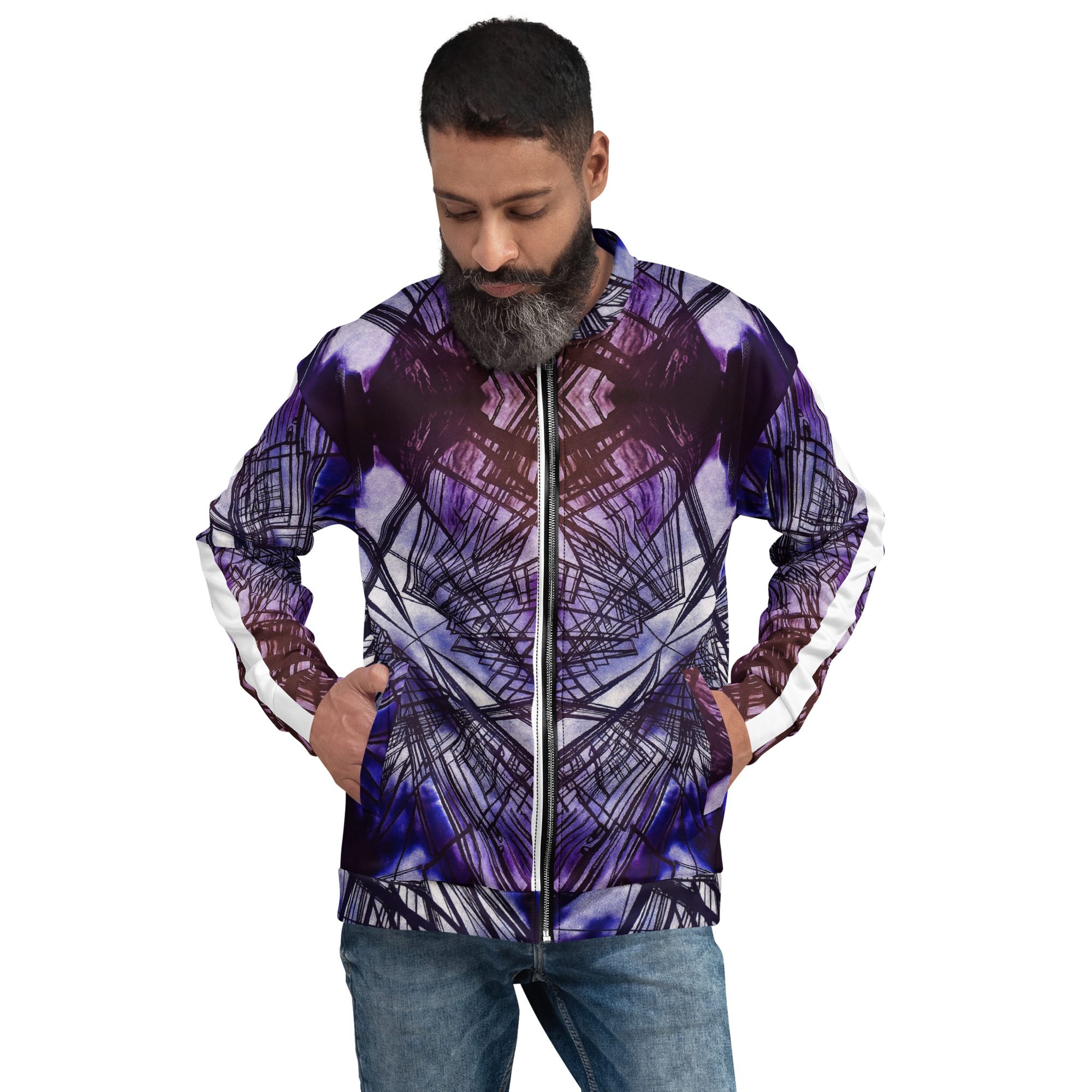Fractured Skyline: Geometry in Motion — Abstract Urban Bomber Jacket