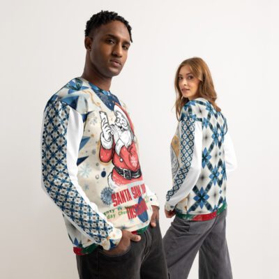 Ugly Christmas Sweatshirt/Jumper “Santa Saw Your Instagram” Unisex Cotton Sweatshirt