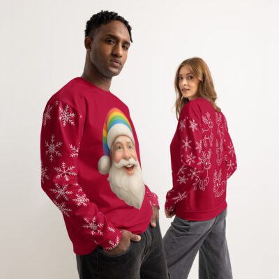 Rainbow Beanie Santa Unisex Cotton Sweatshirt