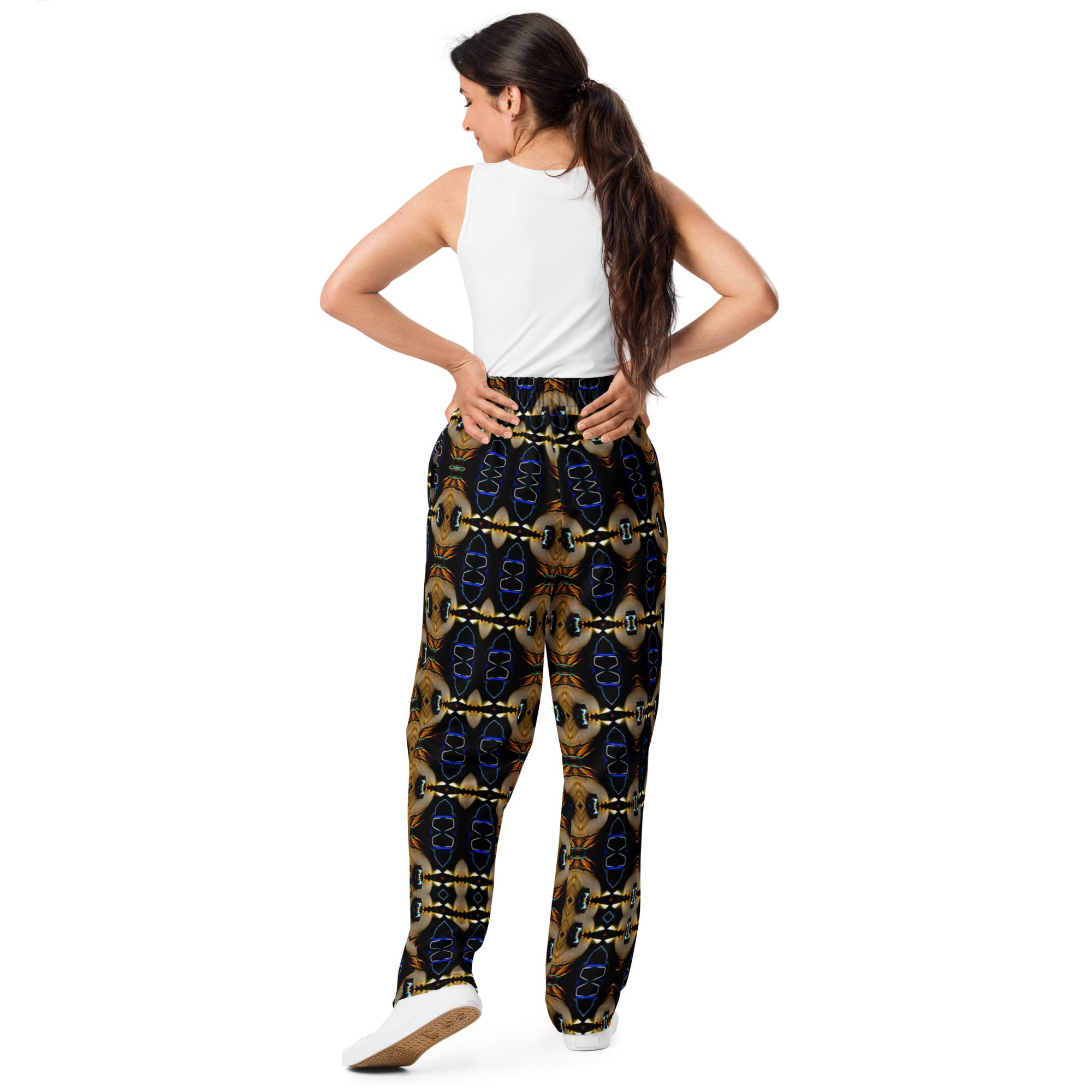 Eclipsed Mirage Noir – Artistic All-Over Print Unisex Wide-Leg Joggers - Image 13