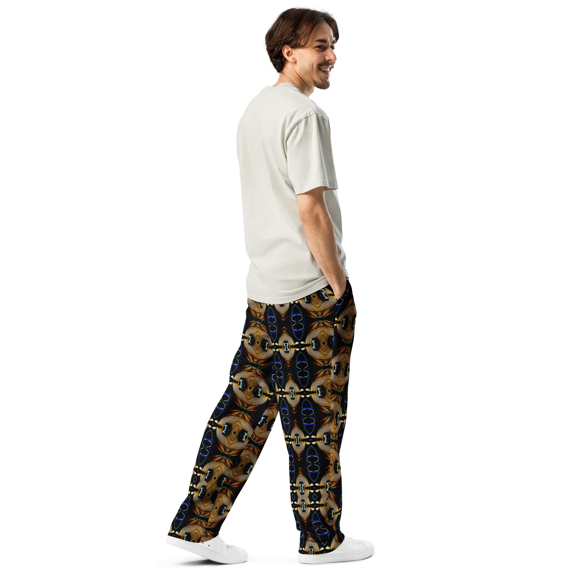 Eclipsed Mirage Noir – Artistic All-Over Print Unisex Wide-Leg Joggers - Image 3