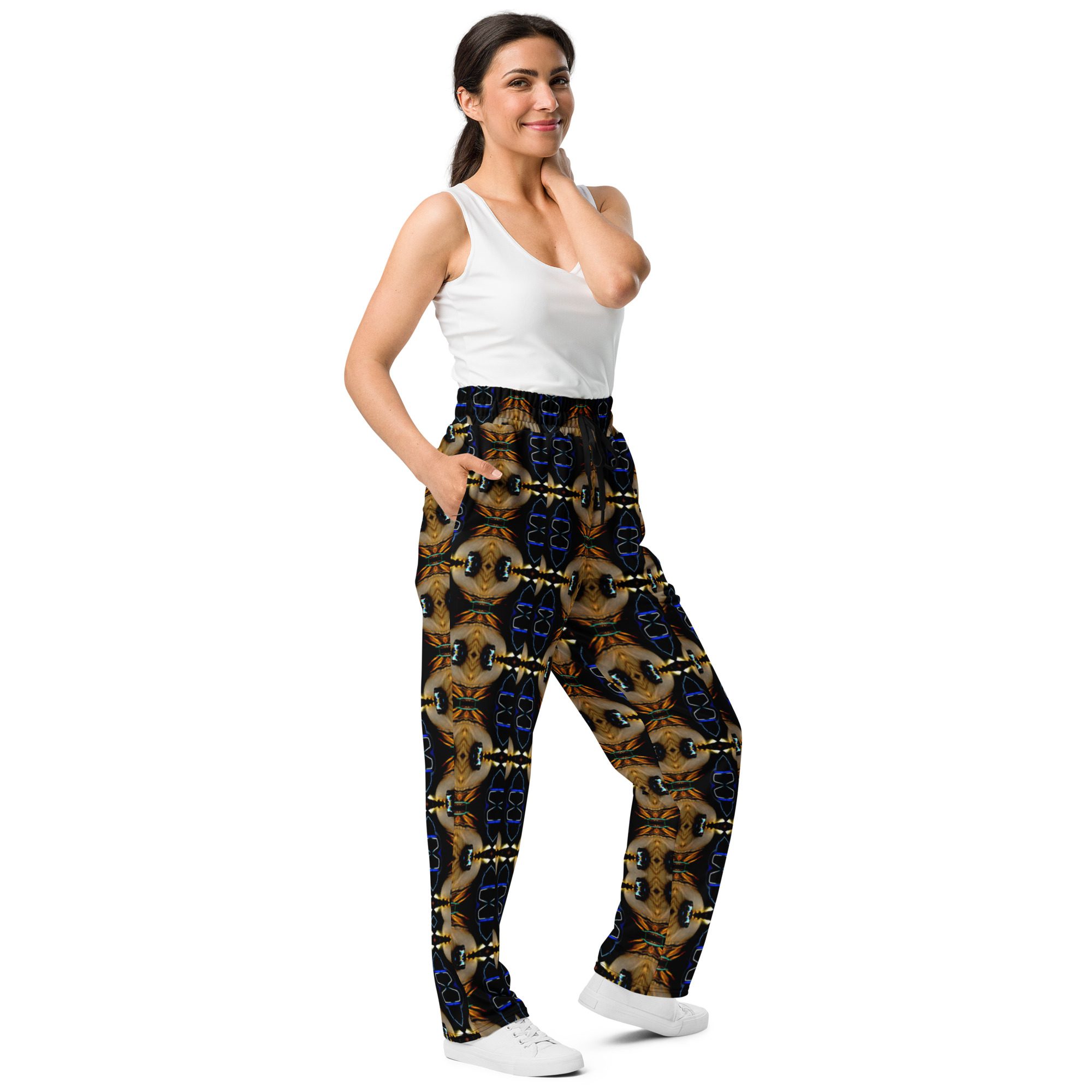 Eclipsed Mirage Noir – Artistic All-Over Print Unisex Wide-Leg Joggers - Image 11
