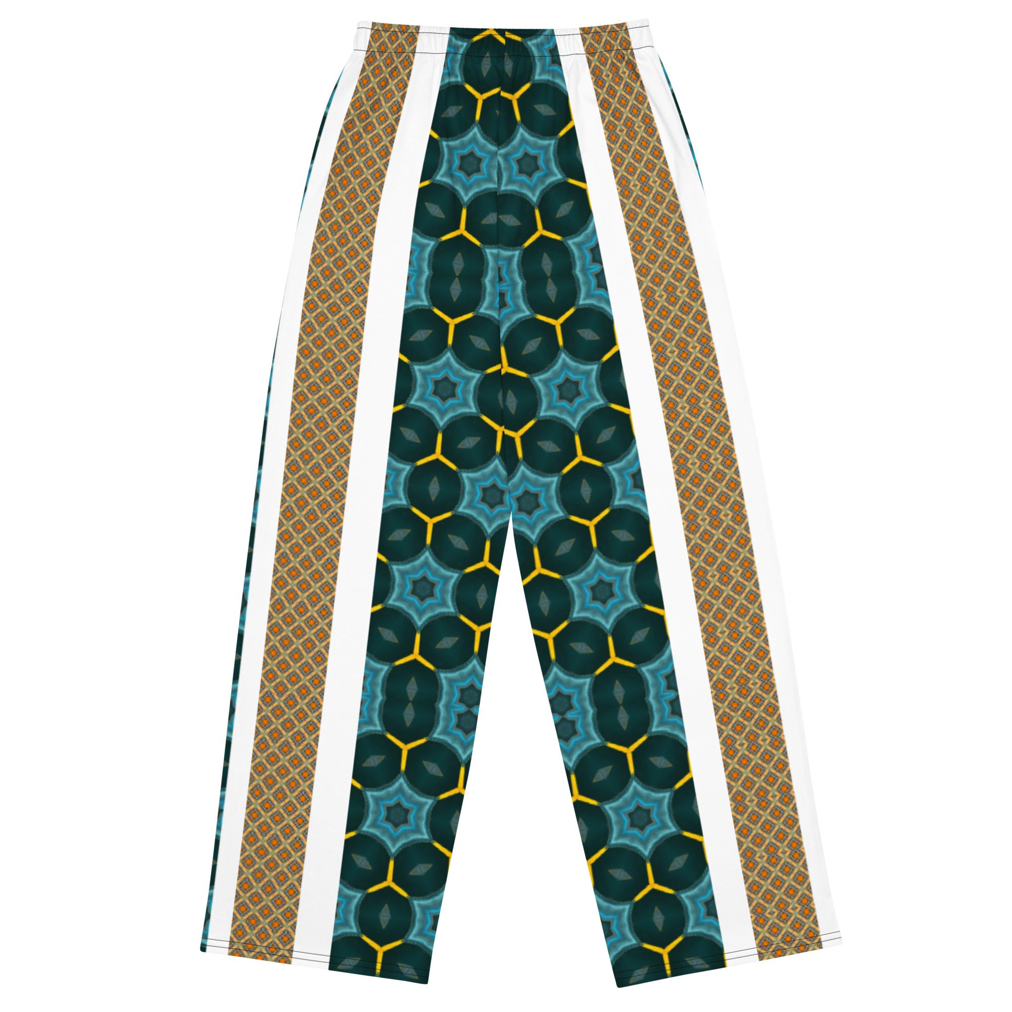 Auric Teal Matrix – Artistic All-Over Print by Jaysen Mansfield All-over print unisex wide-leg pants - Image 10