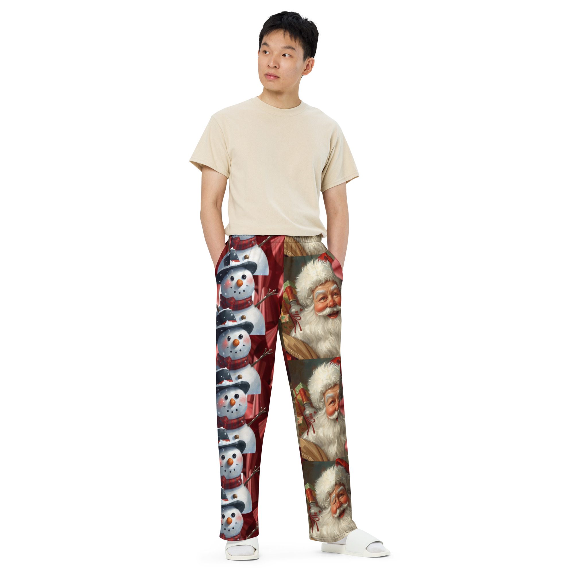 Holiday Legends Ugly Christmas- All-Over Print Unisex Wide-Leg Pants - Image 2