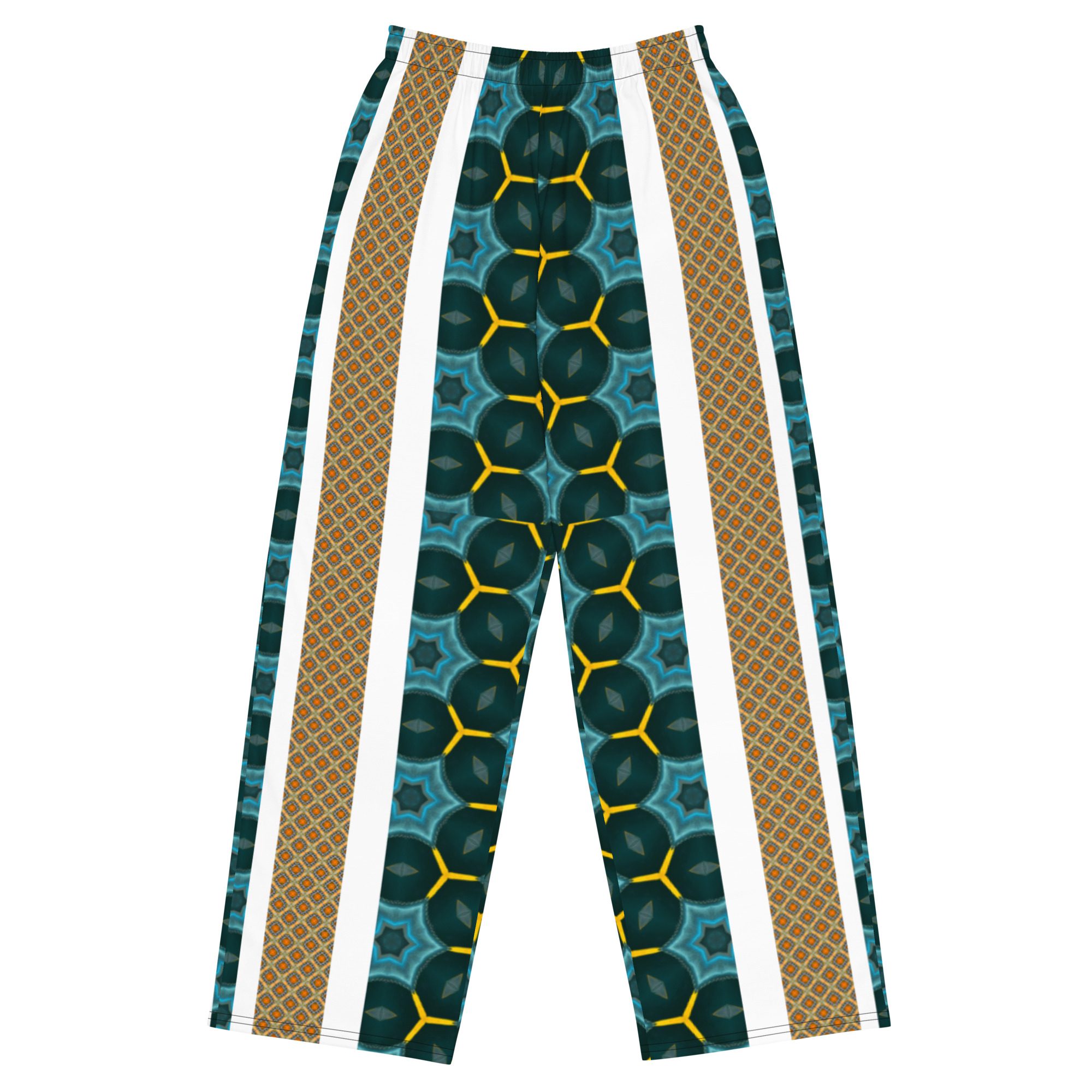 Auric Teal Matrix – Artistic All-Over Print by Jaysen Mansfield All-over print unisex wide-leg pants - Image 9