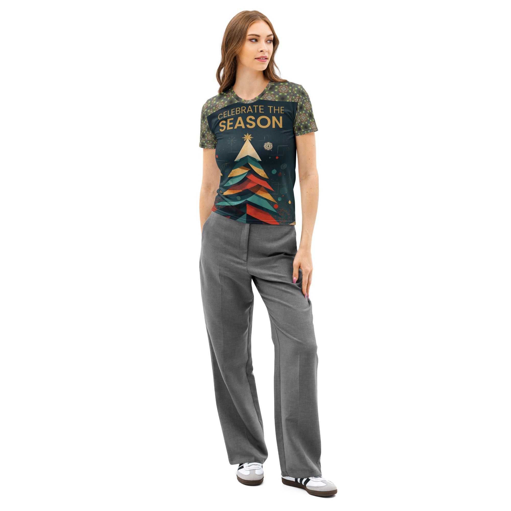 Modern Holiday Cheer — Women’s Cotton Crew Neck T-Shirt