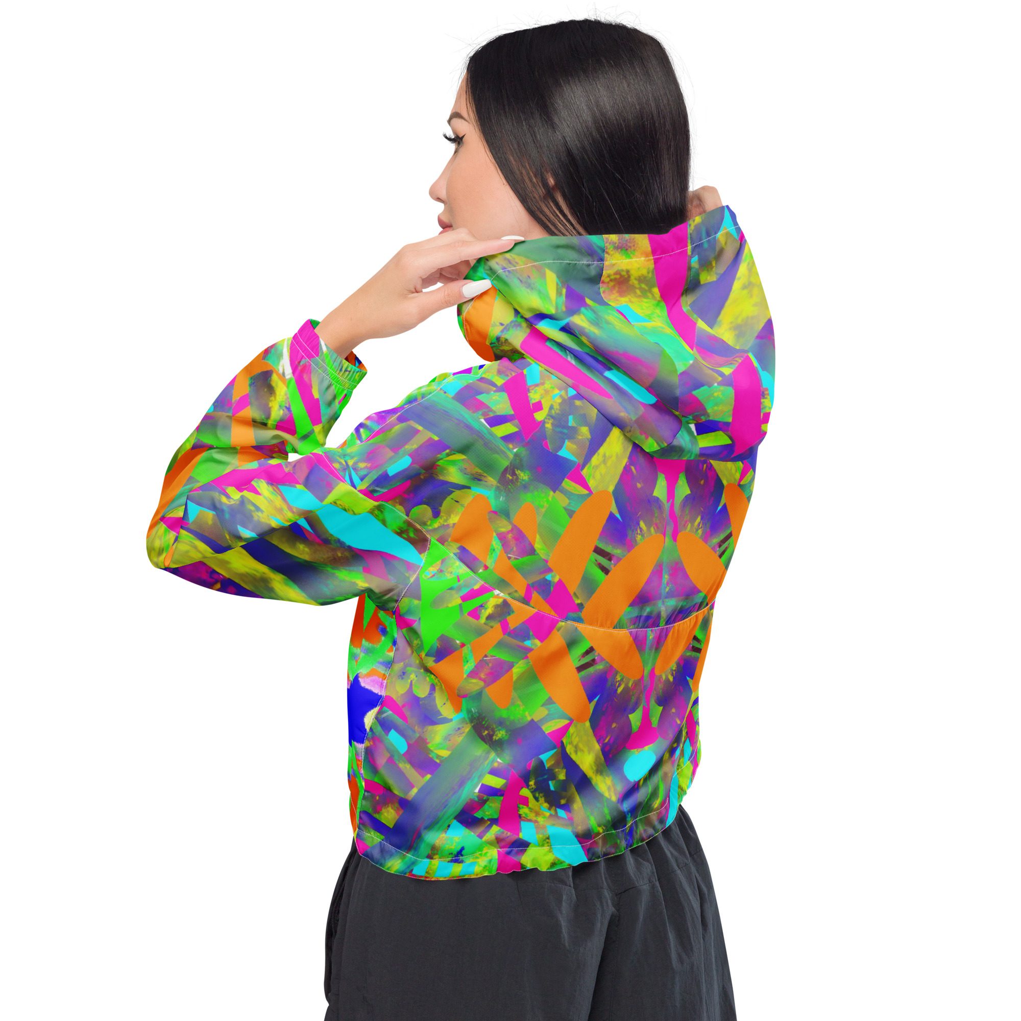 Kaleidoscope Current — Women’s Cropped Windbreaker - Image 2
