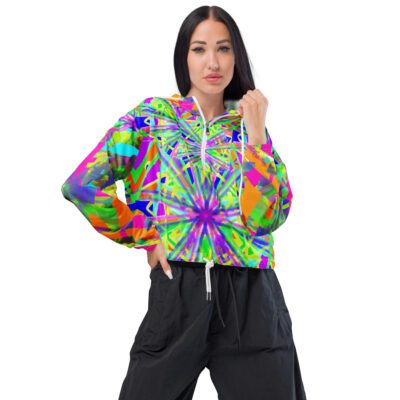 Kaleidoscope Current — Women’s Cropped Windbreaker
