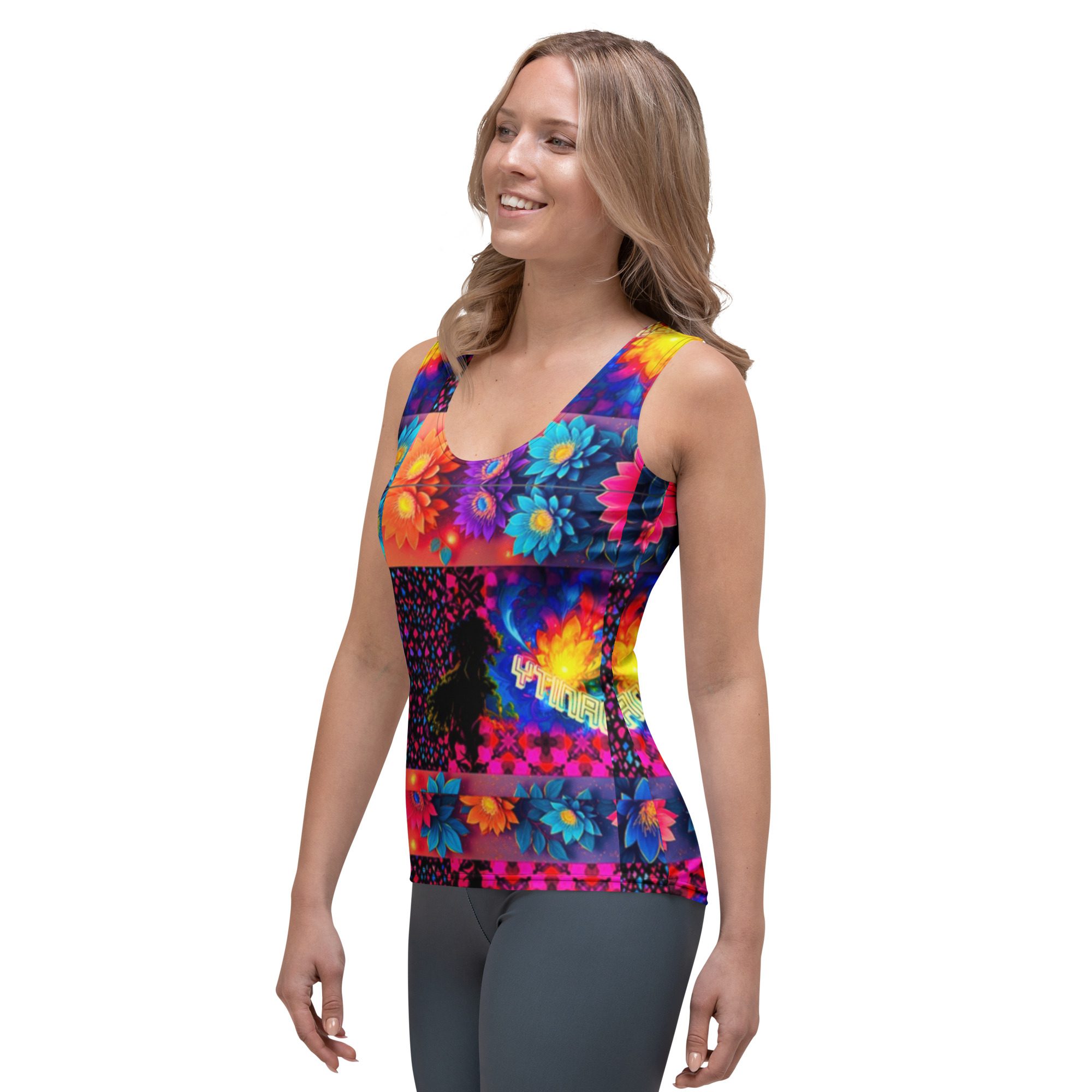 Psychedelic’s Bloomed Supernova Galaxies – Sublimation Cut & Sew Tank Top - Image 5