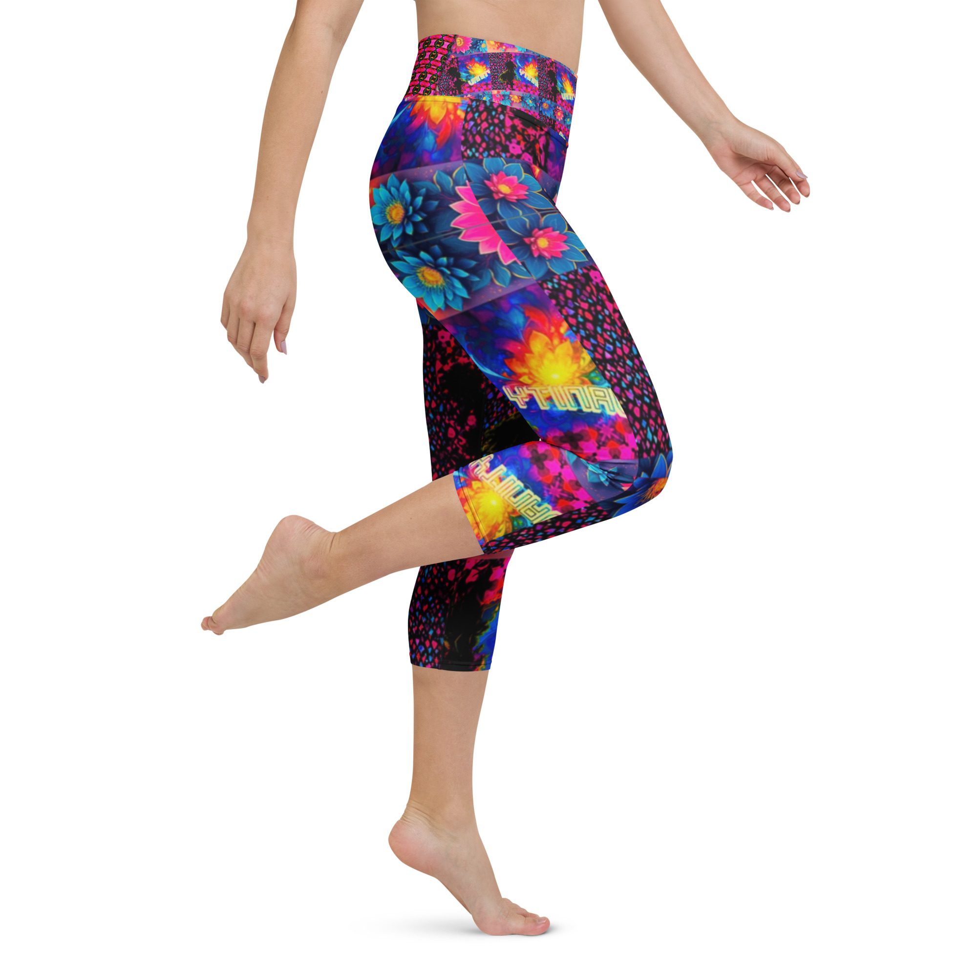 Psychedelic’s Bloomed Supernova Galaxies – Yoga Capri Leggings - Image 8