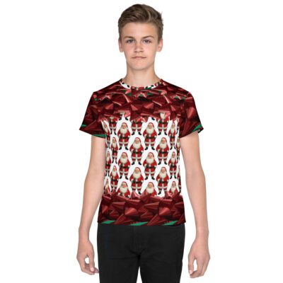 Santa's Squad Ugly Christmas Print - Youth All-Over Print Crew Neck T-Shirt