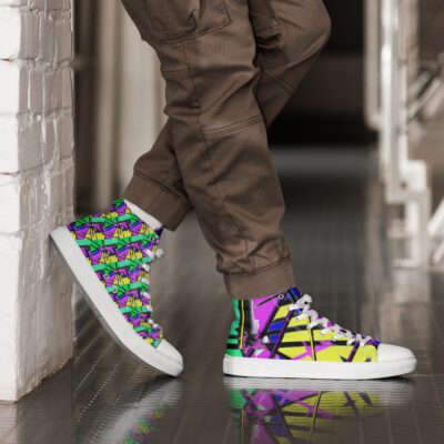 Electric Color Immersion — Men’s High-Top Canvas Sneakers