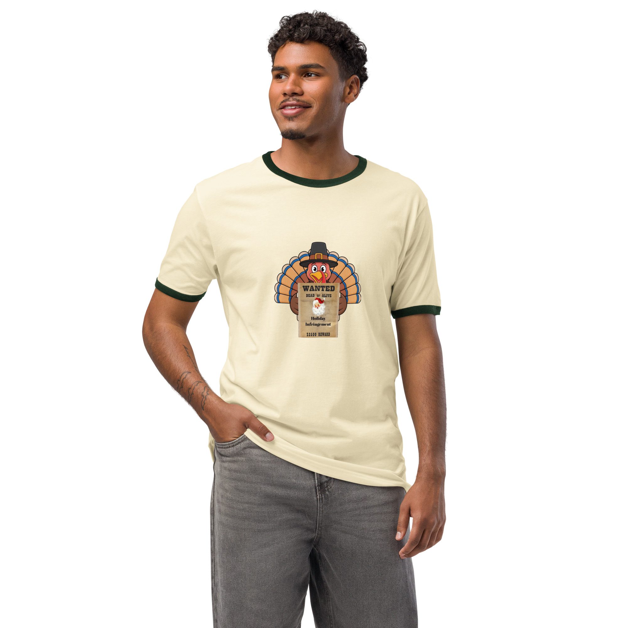 Wanted: Feast or Flight - Unisex Ringer Thanksgiving T-Shirt - Image 2