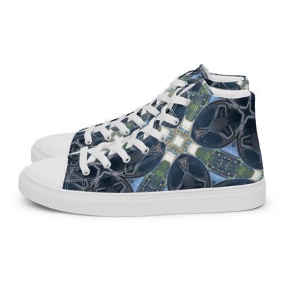 Midnight Geometry — Women’s High-Top Canvas Shoes
