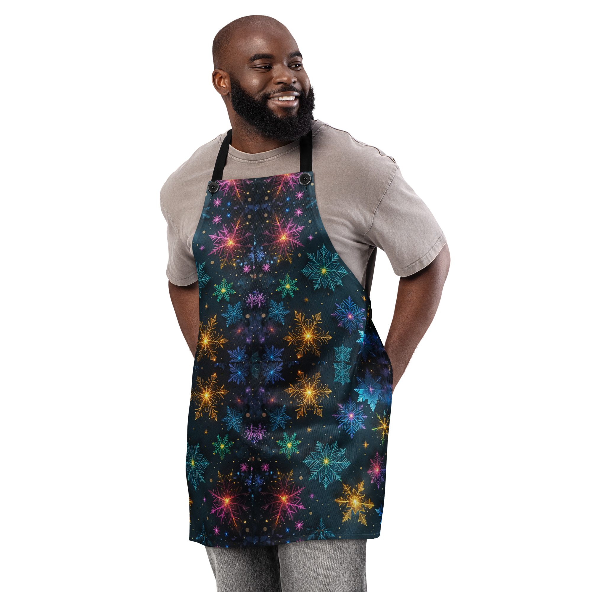 Prism-Kissed Snowflakes — All-Over Print Apron - Image 4