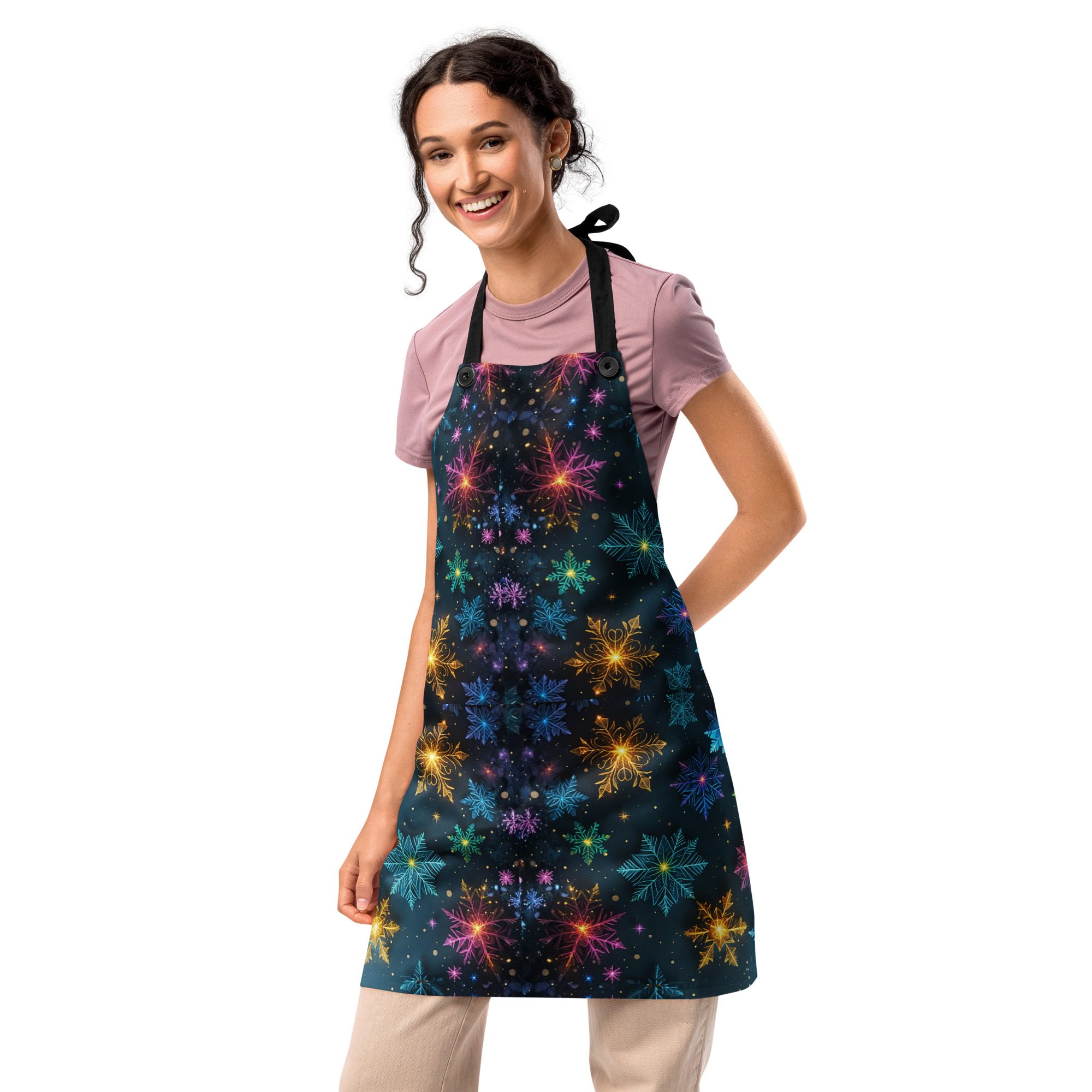 Prism-Kissed Snowflakes — All-Over Print Apron - Image 8