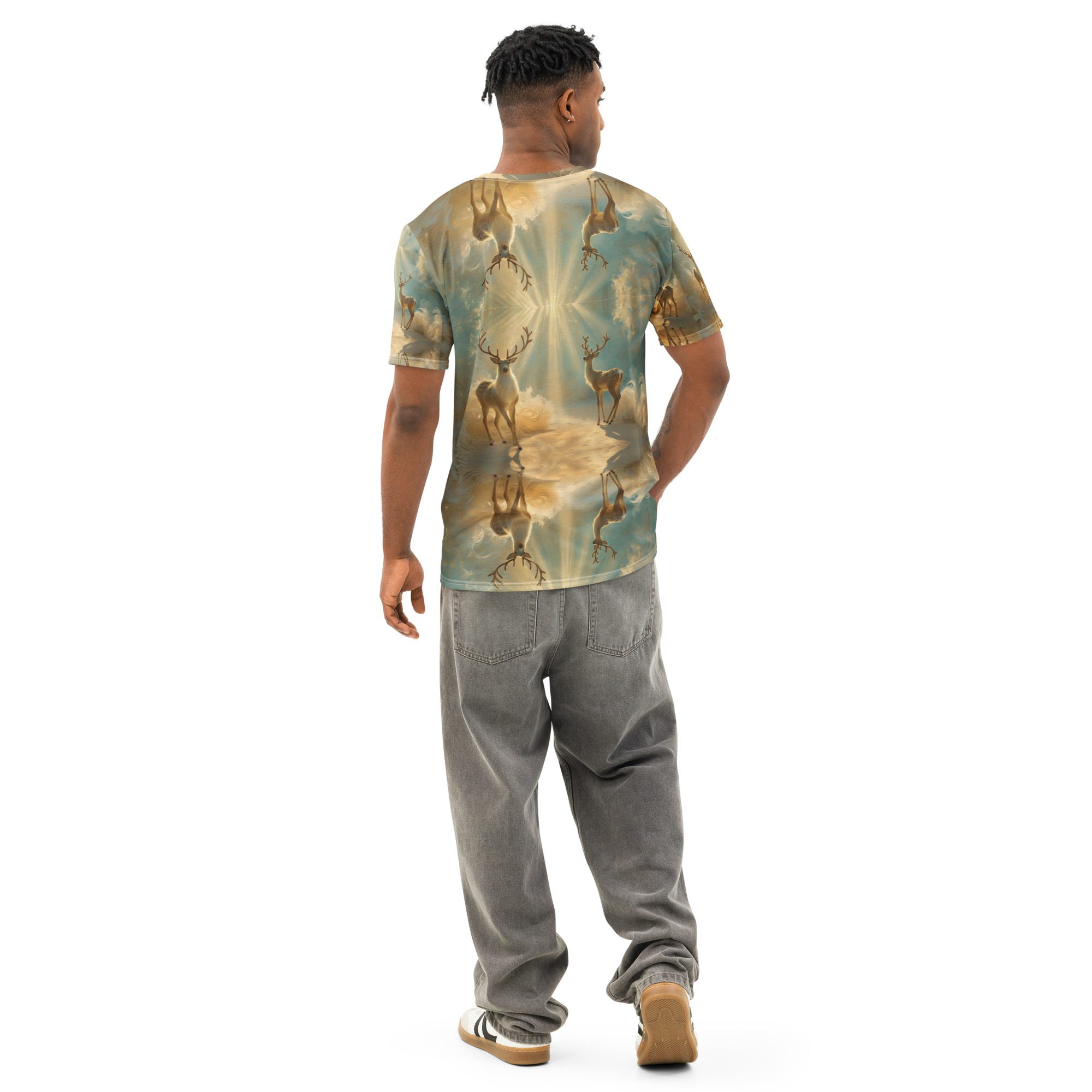 Dreamscape’s Celestial Realm – Men’s Cotton Crew Neck T-Shirt - Image 3