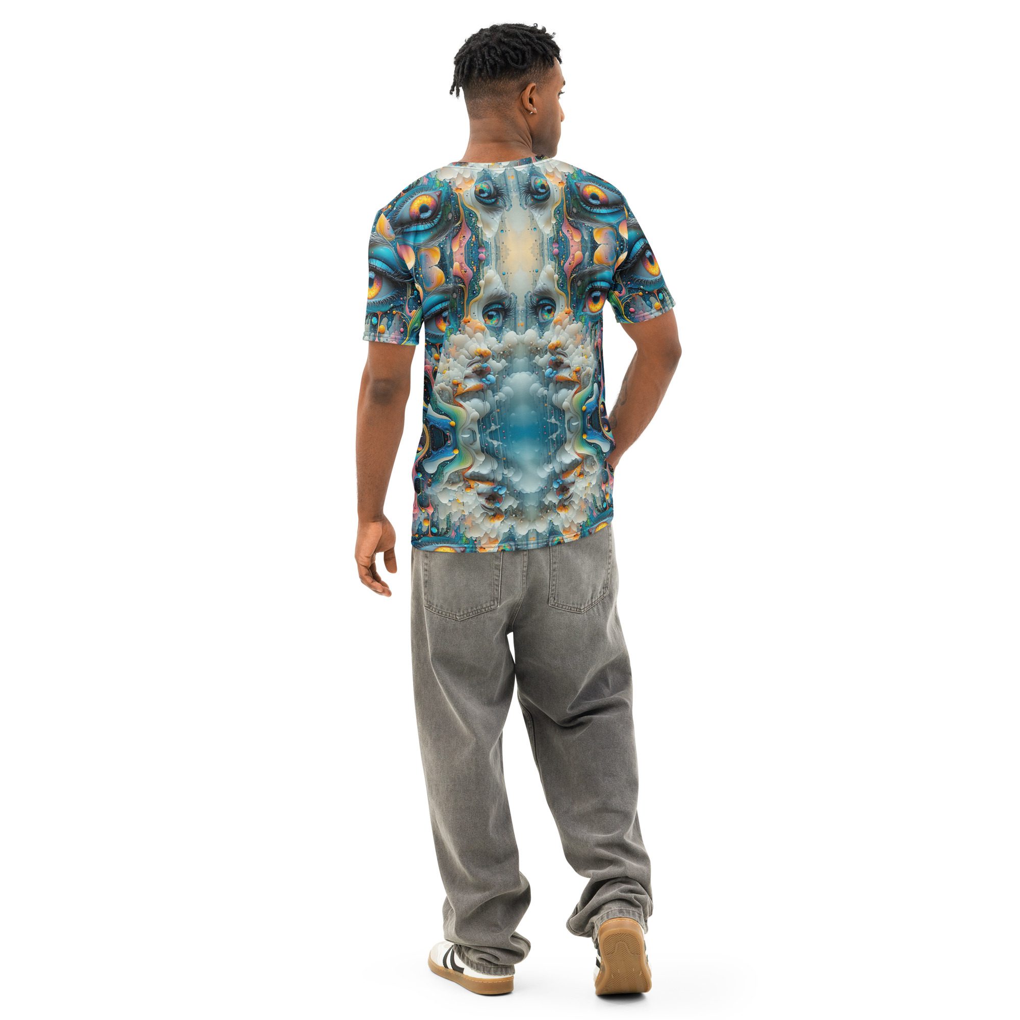 Mirrored Eyes of the Mystics Who Dream – Men’s Cotton Crew Neck T-Shirt - Image 2