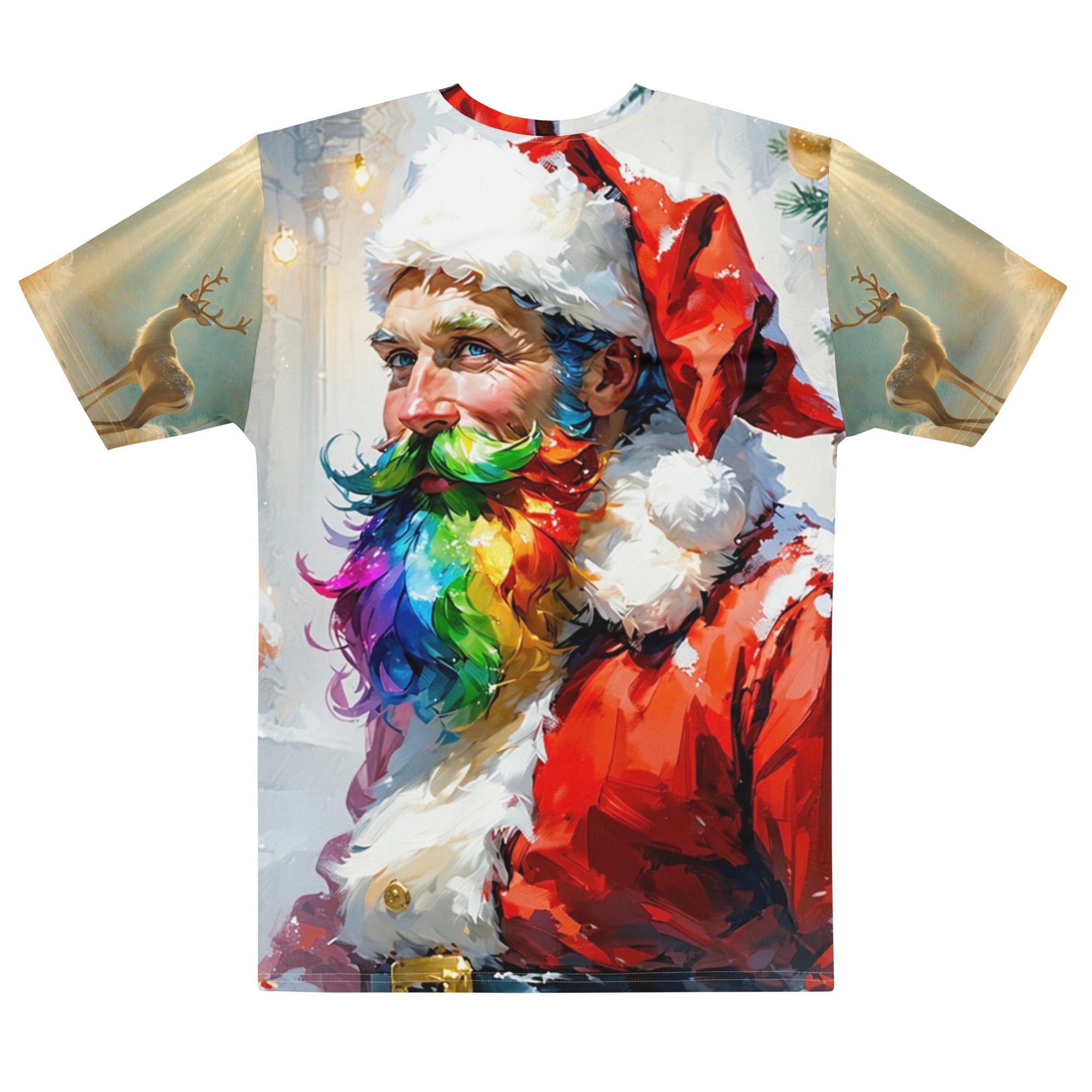 Santa’s Frosted Pride – Men’s Cotton Crew Neck T-Shirt - Image 4