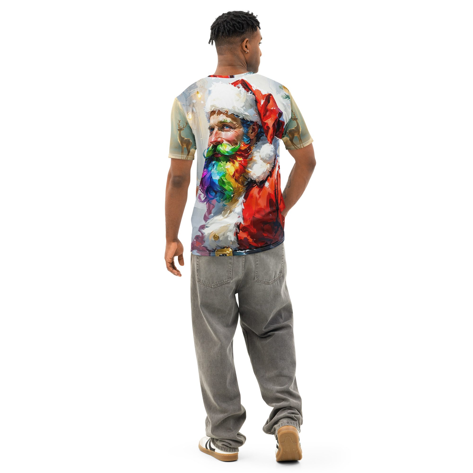 Santa’s Frosted Pride – Men’s Cotton Crew Neck T-Shirt - Image 2