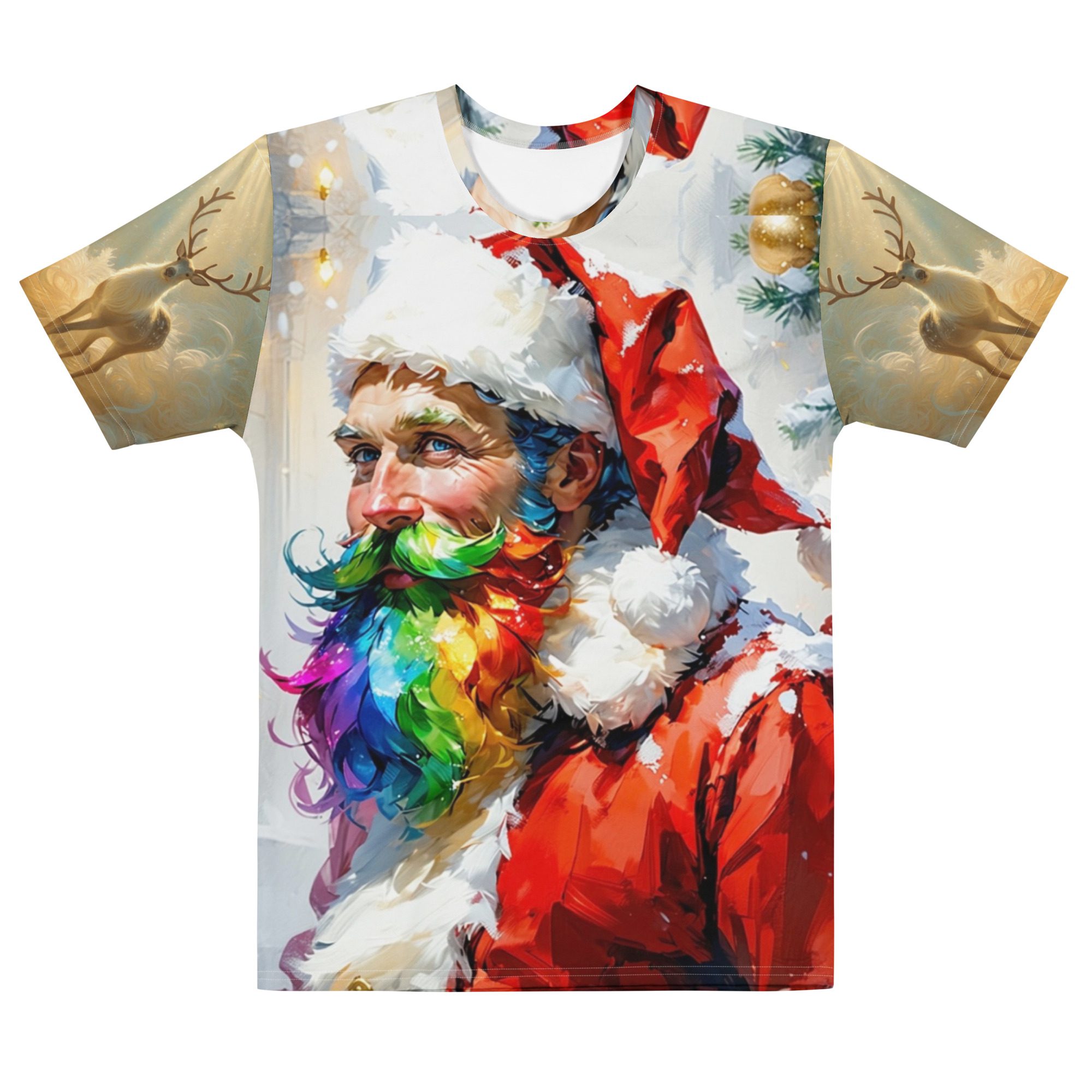 Santa’s Frosted Pride – Men’s Cotton Crew Neck T-Shirt - Image 5