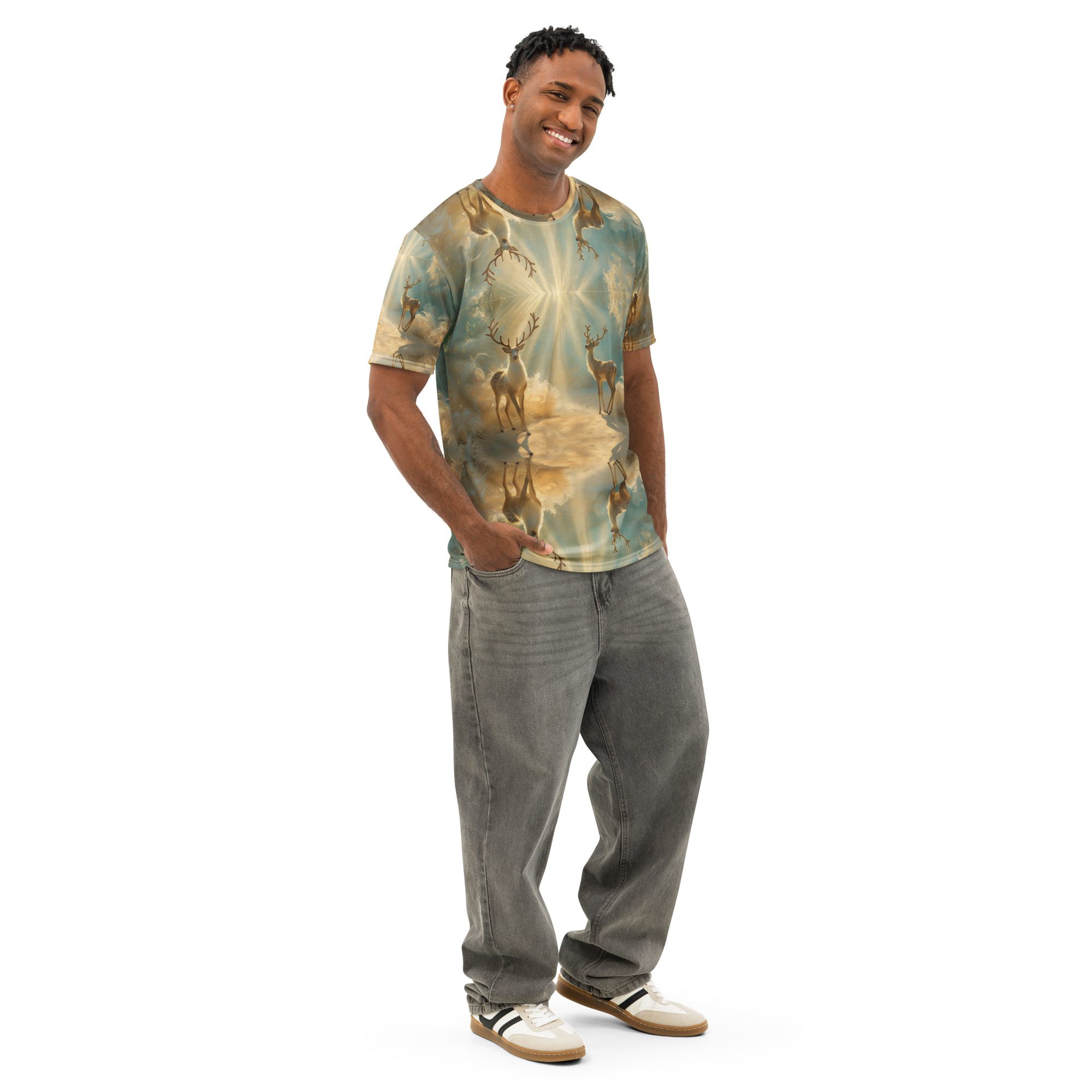 Dreamscape’s Celestial Realm – Men’s Cotton Crew Neck T-Shirt - Image 2