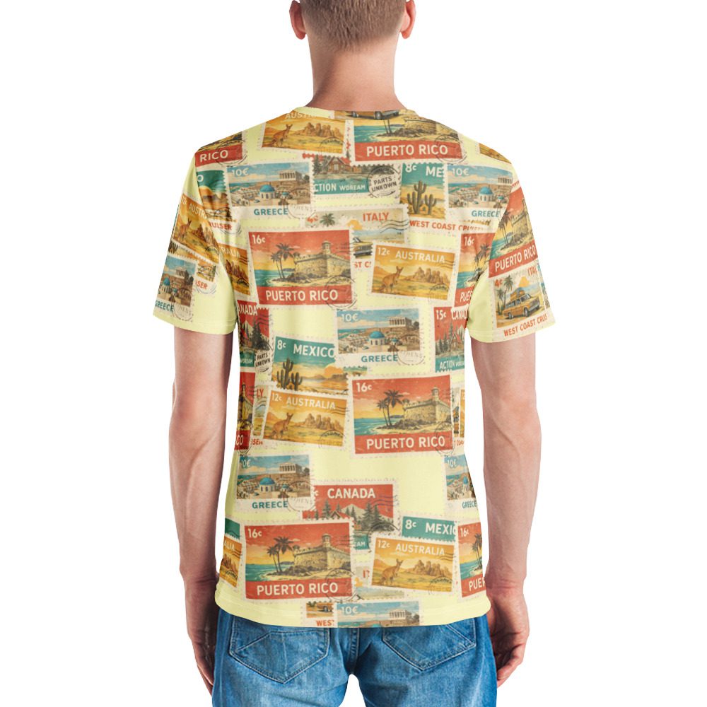 Vintage Postcard Stamp Collage All-Over Print T-Shirt