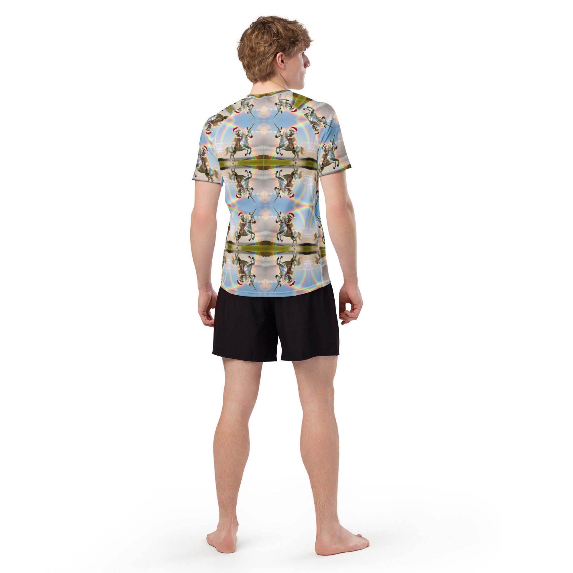Lucky’s Magic Unicorn Pride Ride to Santa – All-Over Print Men’s Rash Guard - Image 3