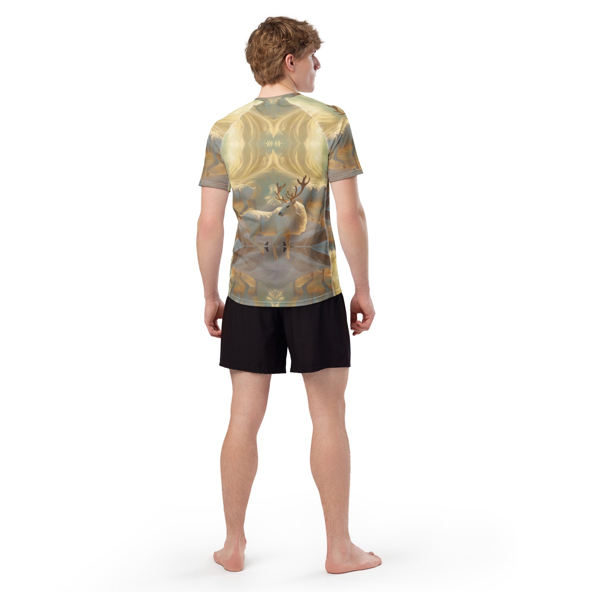 Sanctuary of the Sunlit Stag – All-Over Print Men’s Rash Guard - Image 4