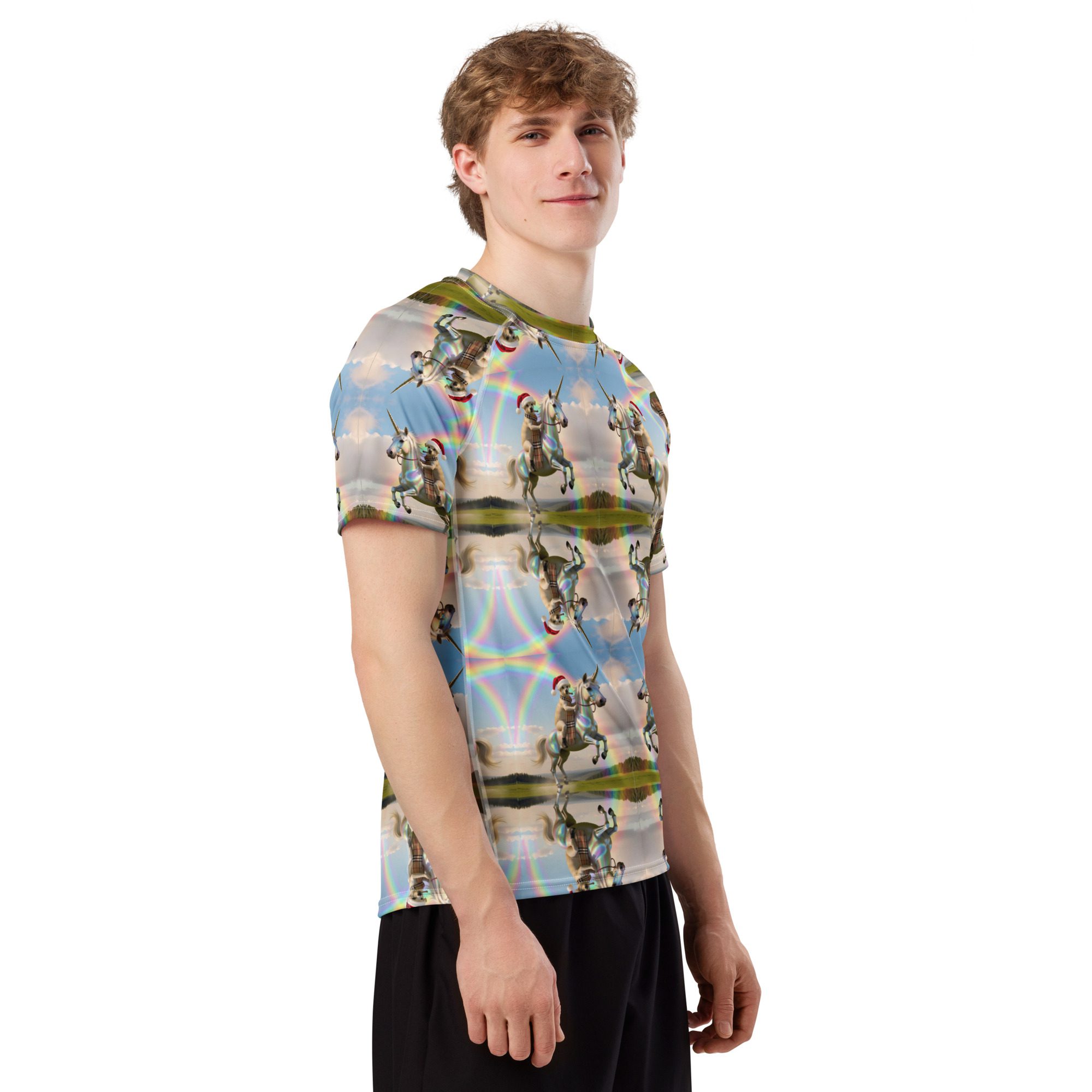 Lucky’s Magic Unicorn Pride Ride to Santa – All-Over Print Men’s Rash Guard - Image 2