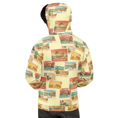Vintage Postcard Stamp Collage All-Over Print Hoodie