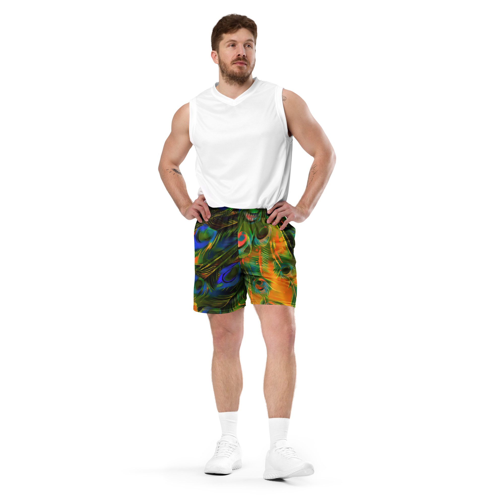 Peacock Heatwave – Unisex Mesh Shorts - Image 2