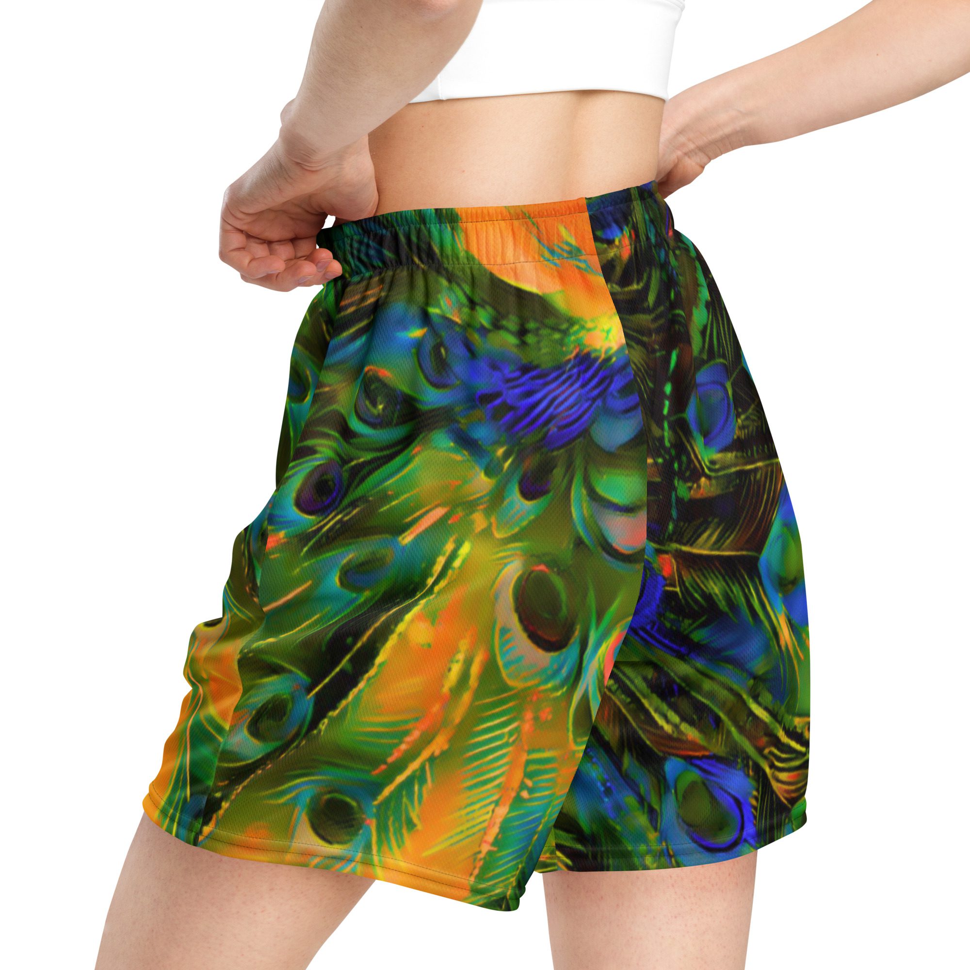 Peacock Heatwave – Unisex Mesh Shorts - Image 13