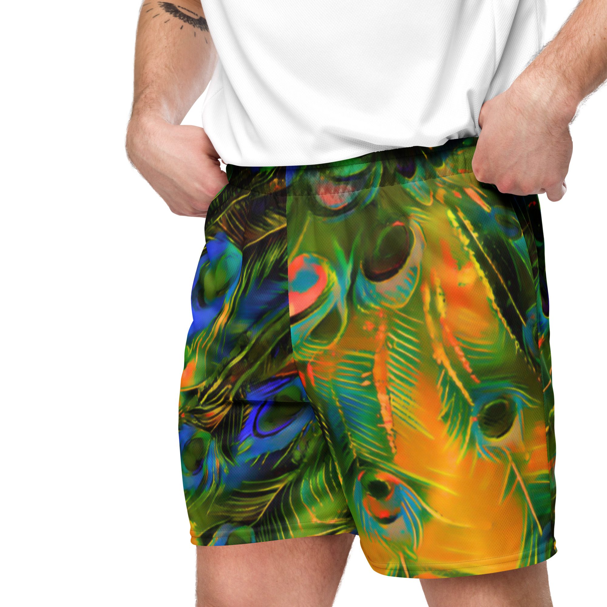Peacock Heatwave – Unisex Mesh Shorts - Image 8
