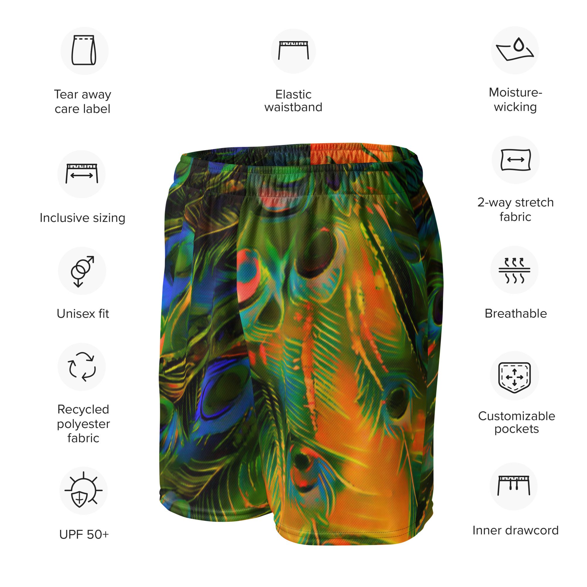 Peacock Heatwave – Unisex Mesh Shorts - Image 10