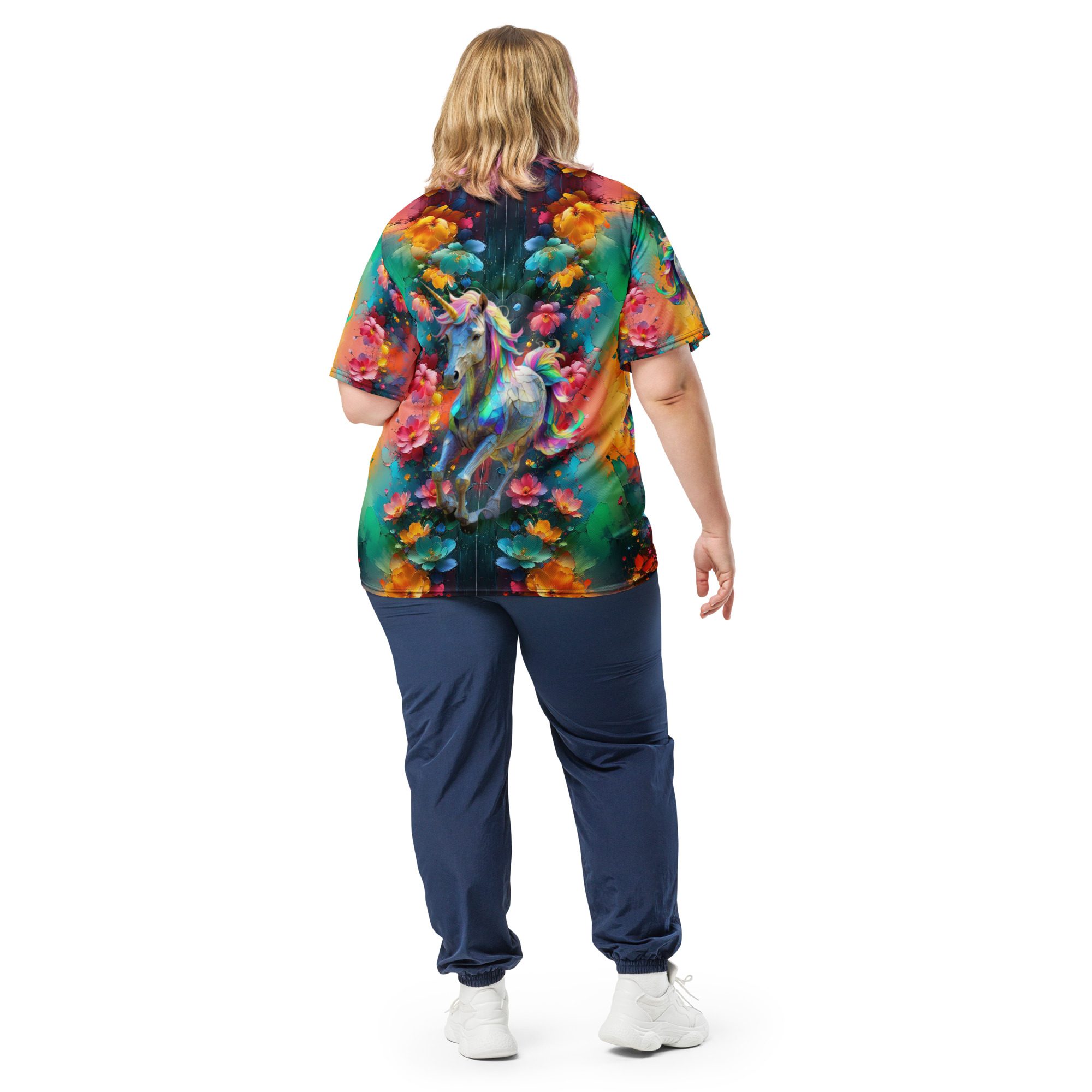 Wildheart’s Starlit Petals of the Vivid Unicorn Realm – Recycled Unisex Sports Jersey