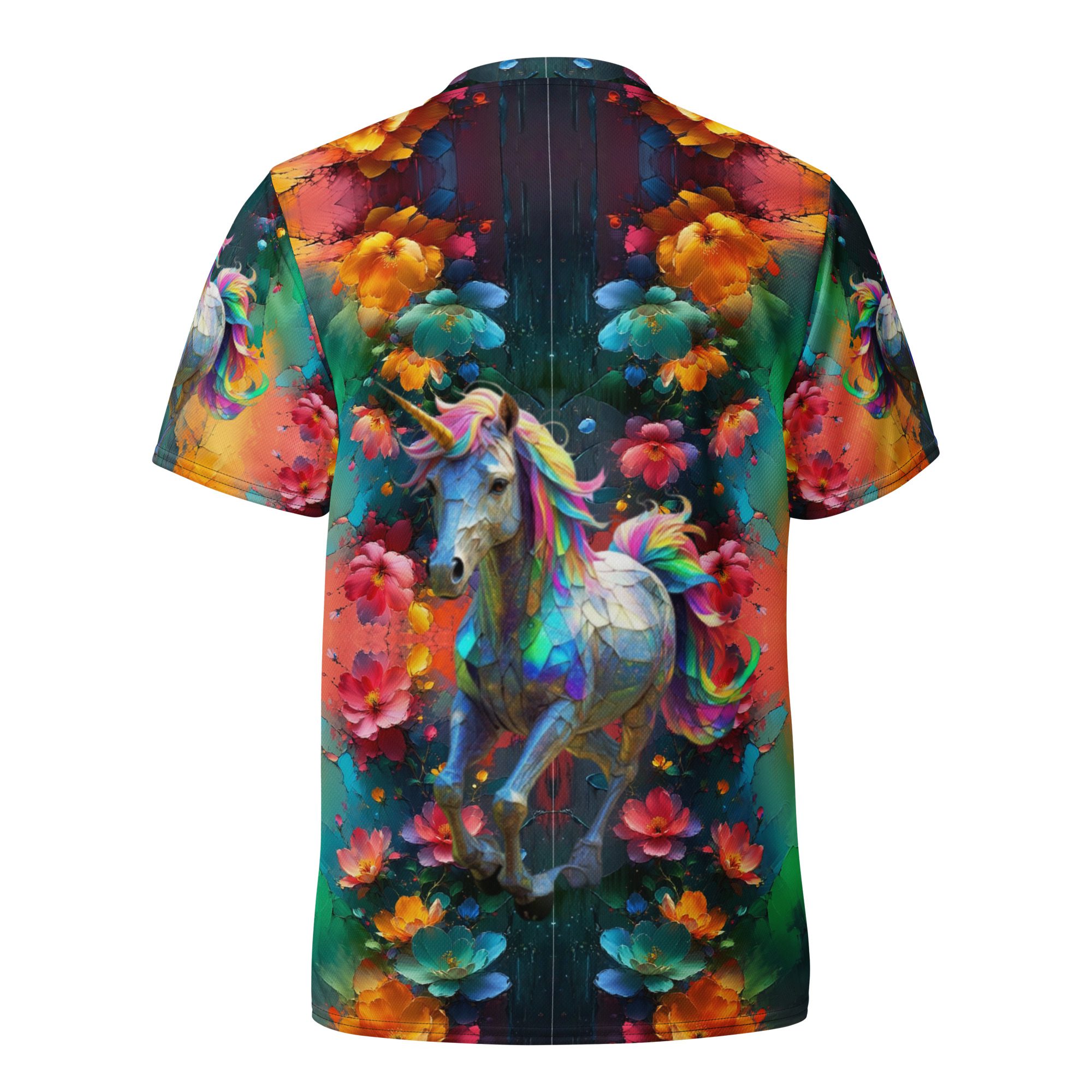 Wildheart’s Starlit Petals of the Vivid Unicorn Realm – Recycled Unisex Sports Jersey - Image 10