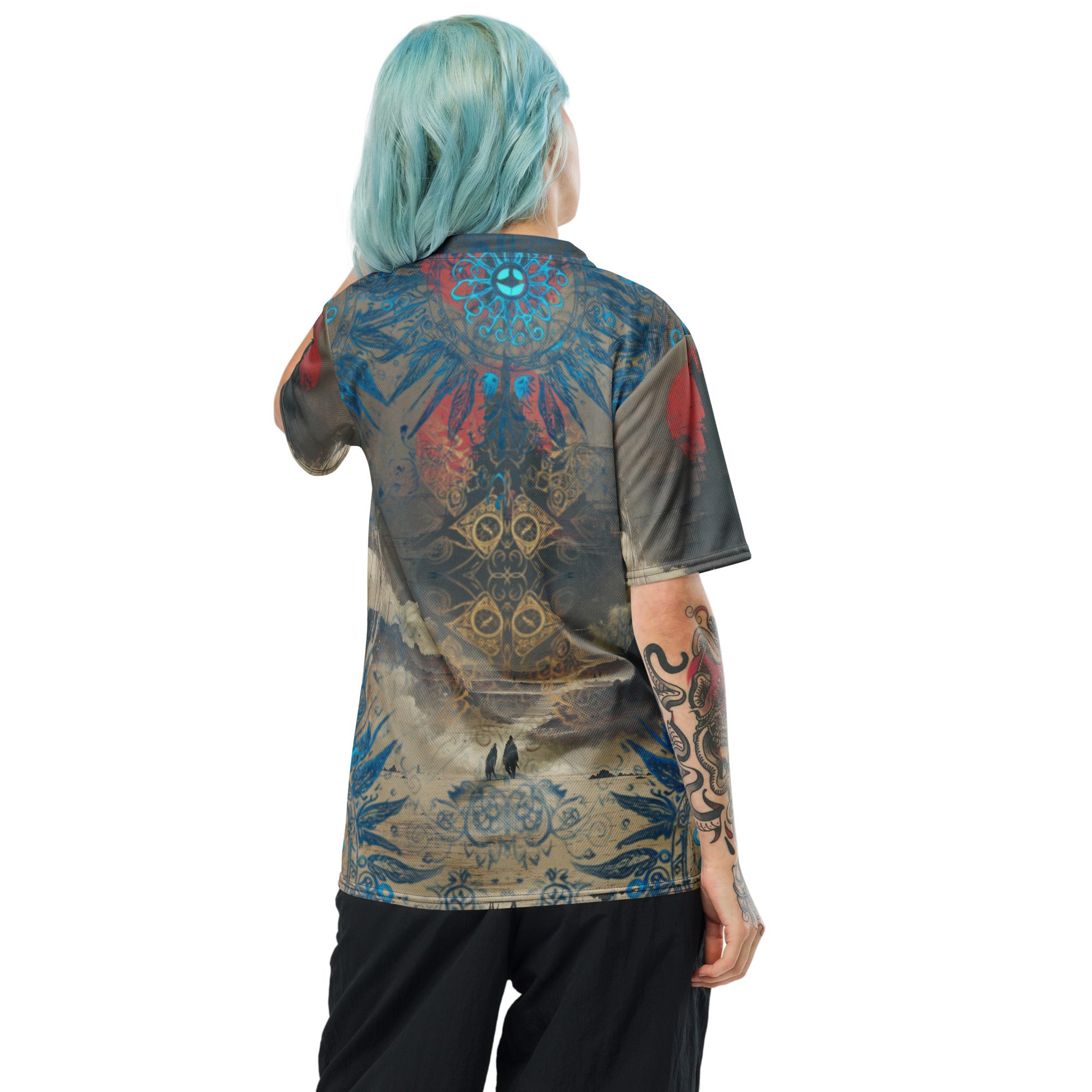 The Pilgrimage Between Worlds — Recycled Unisex Sports Jersey - Image 4