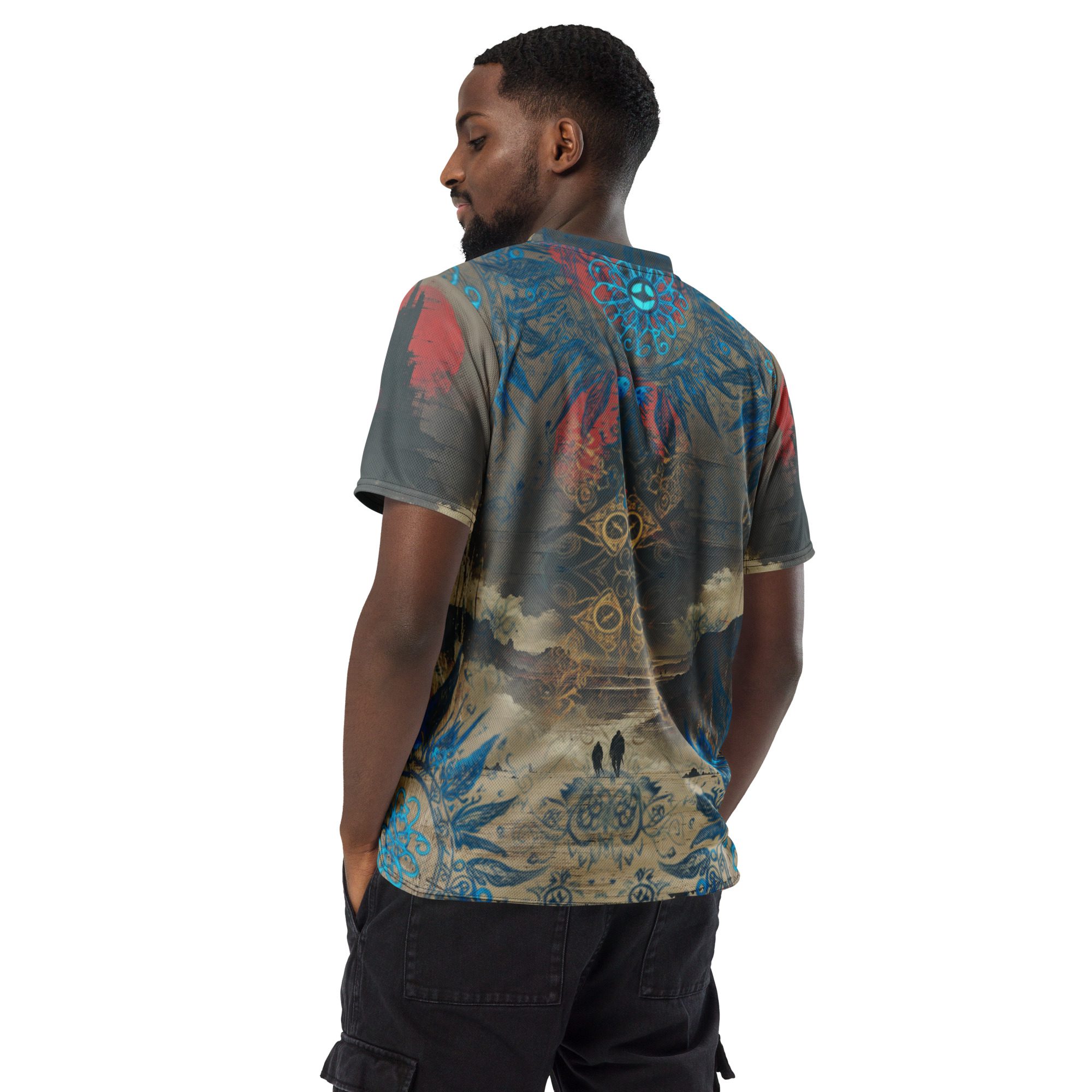 The Pilgrimage Between Worlds — Recycled Unisex Sports Jersey - Image 2
